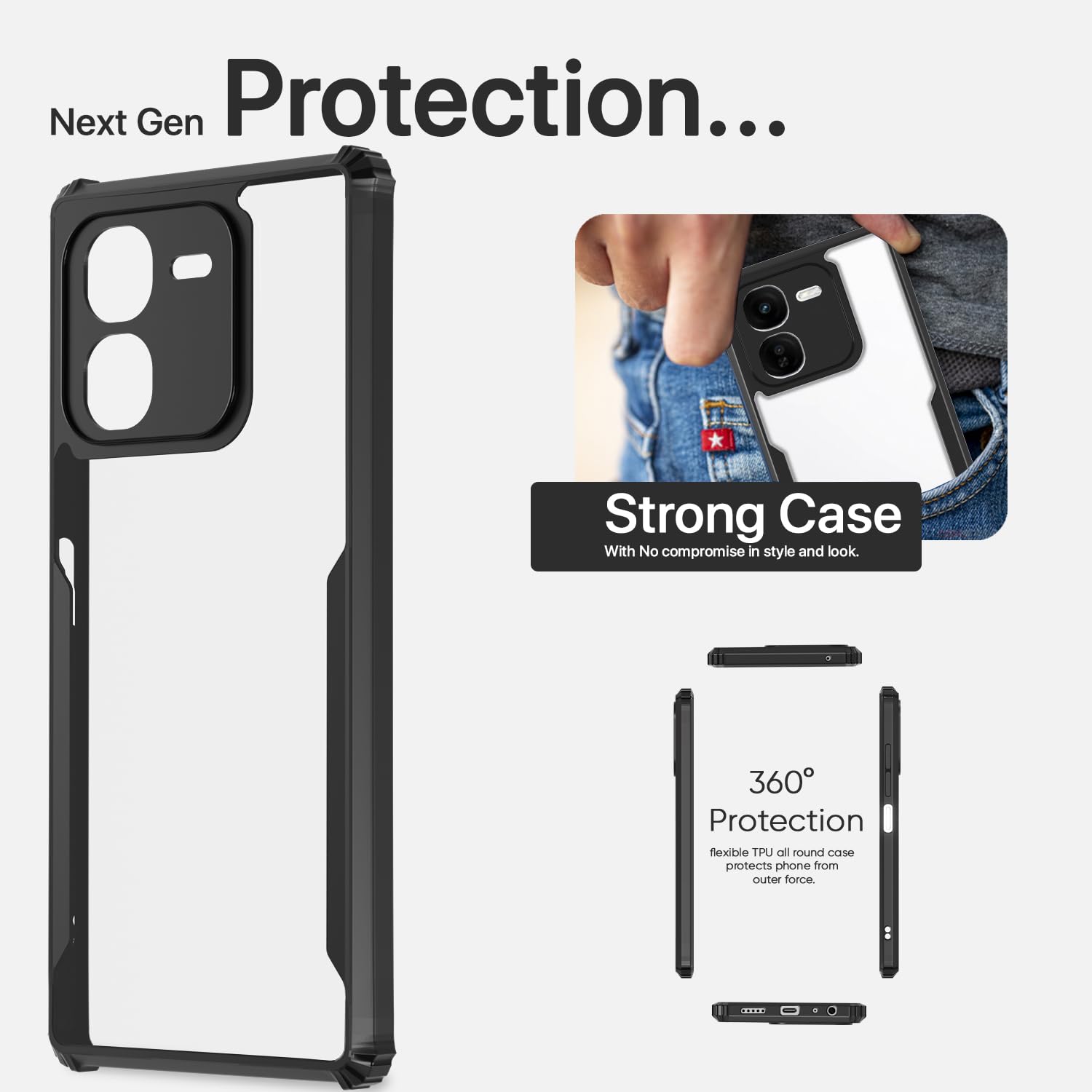 Black Clear phone cover for iQOO Z9x 5G – Pikkme – photo 6