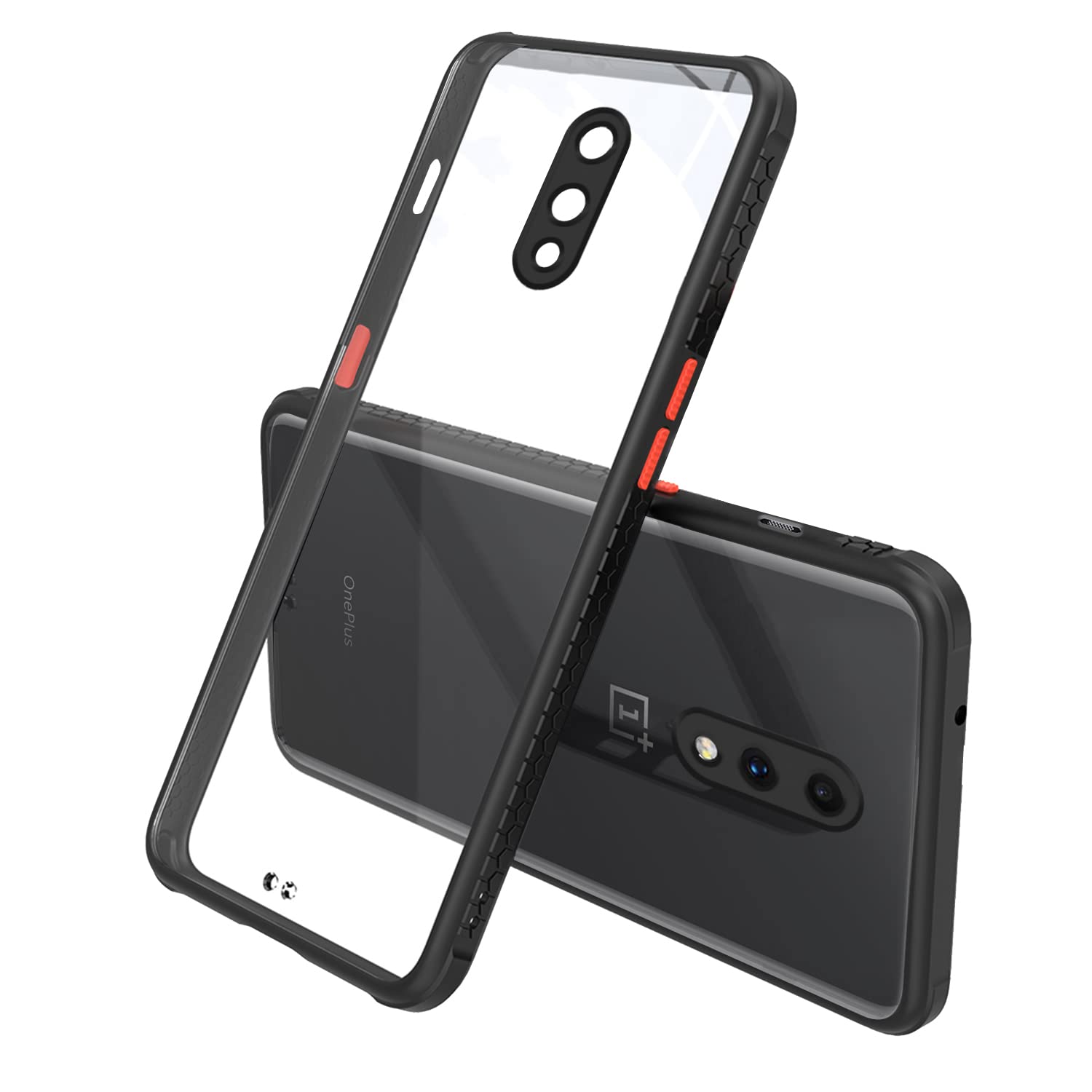 OnePlus 7 Clear mobile back cover in black by Pikkme