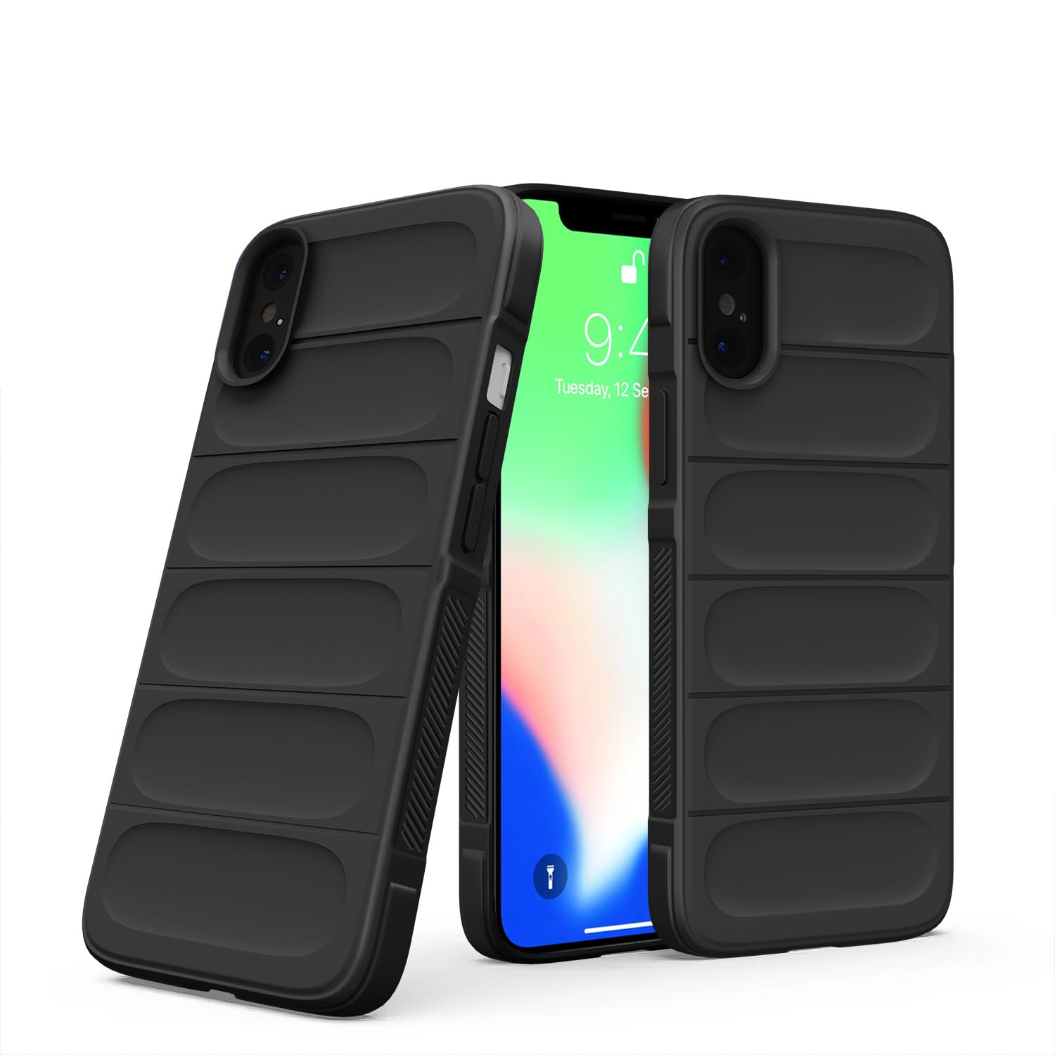 Pikkme iPhone X/Xs ZigZag Soft matte Liquid Silicone Back Cover (Black)