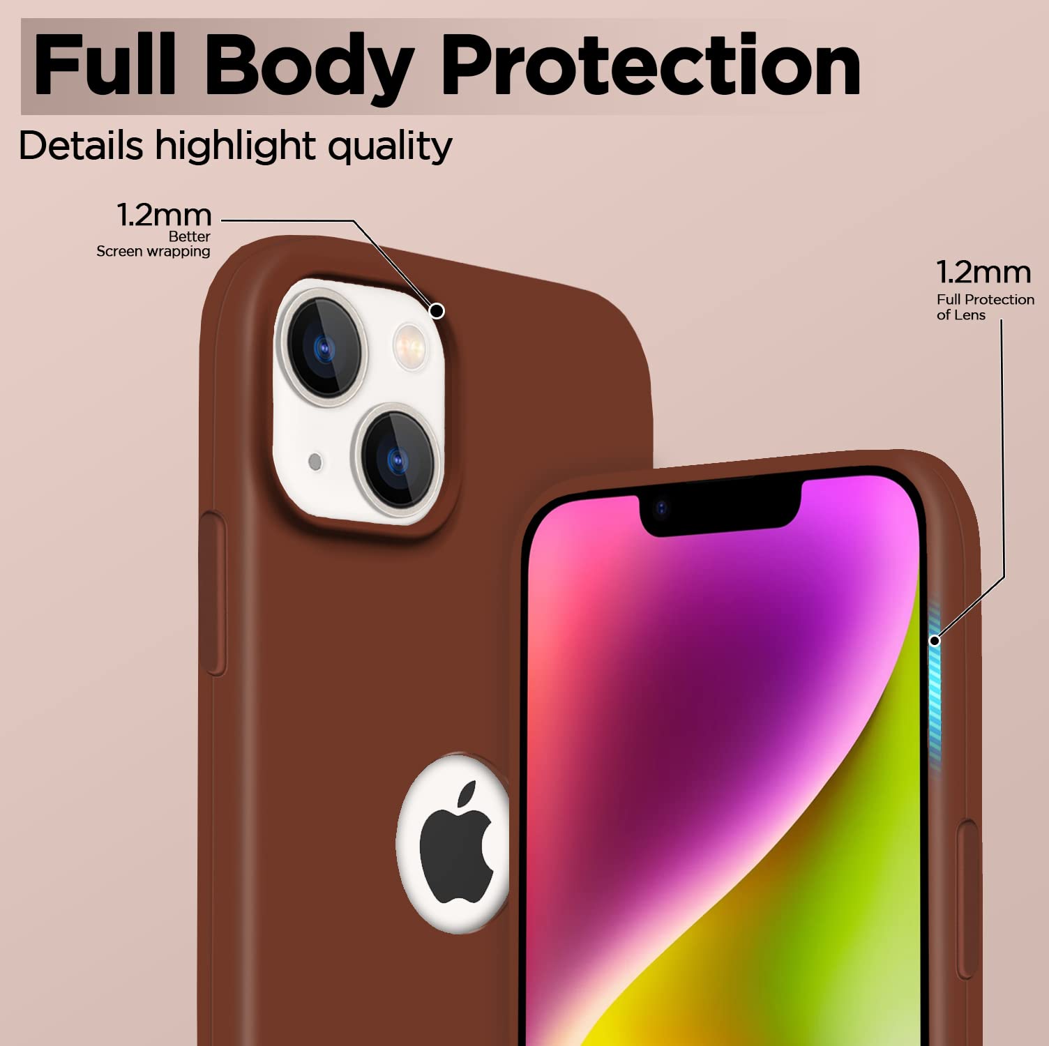 Brown Soft Silicone phone cover for iPhone 14 – Pikkme – photo 3