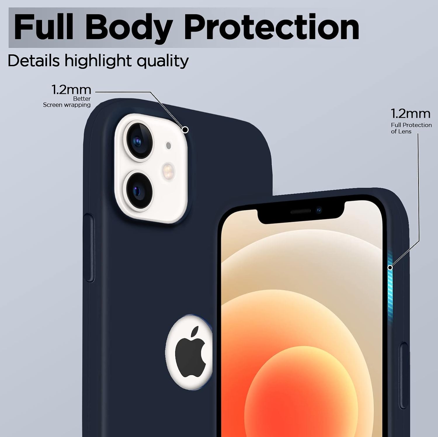 Pikkme iPhone 12/12 Pro Silicone Back Cover (Dark Blue)