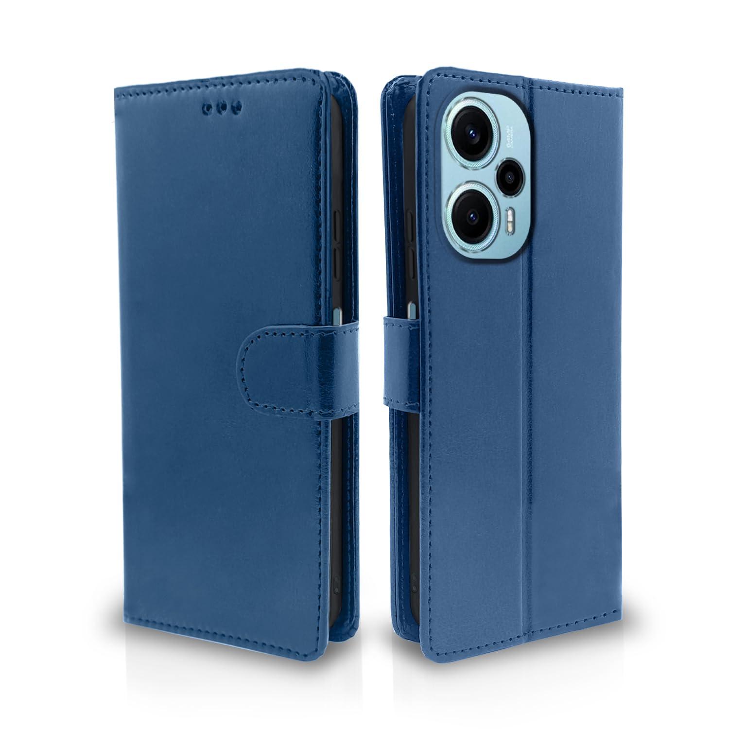 Pikkme Poco F5 5G Vintage Flip Cover (Blue)