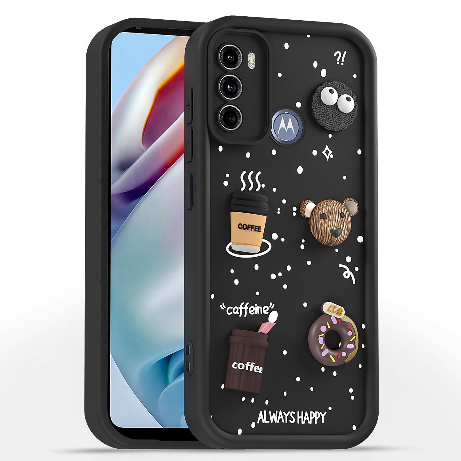 Moto G60/G40 Fusion/3D Silicone phone cover in black by Pikkme