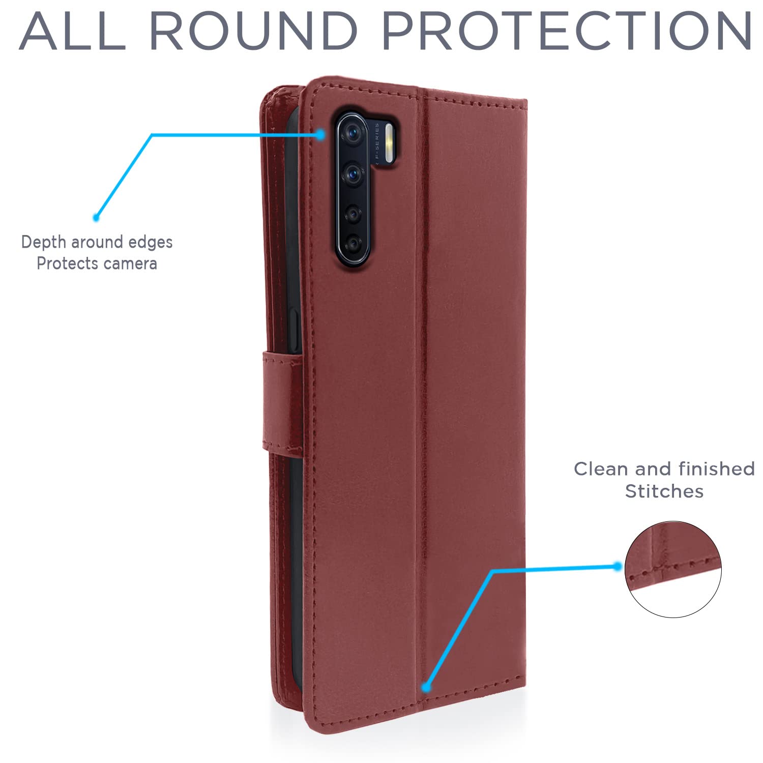 Pikkme Oppo F15 Vintage Flip Cover (Brown)