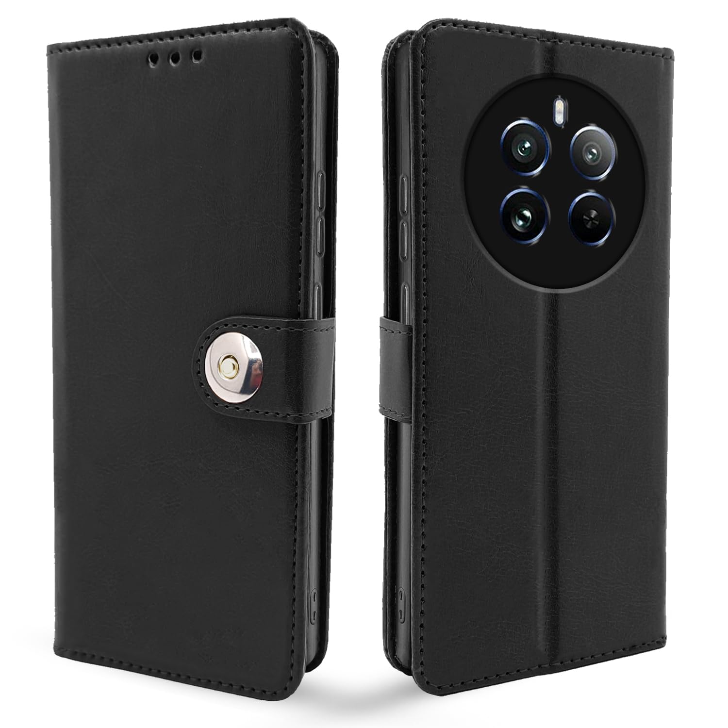 Pikkme Realme 12 Pro/12 Pro Plus 5G Button black flip cover