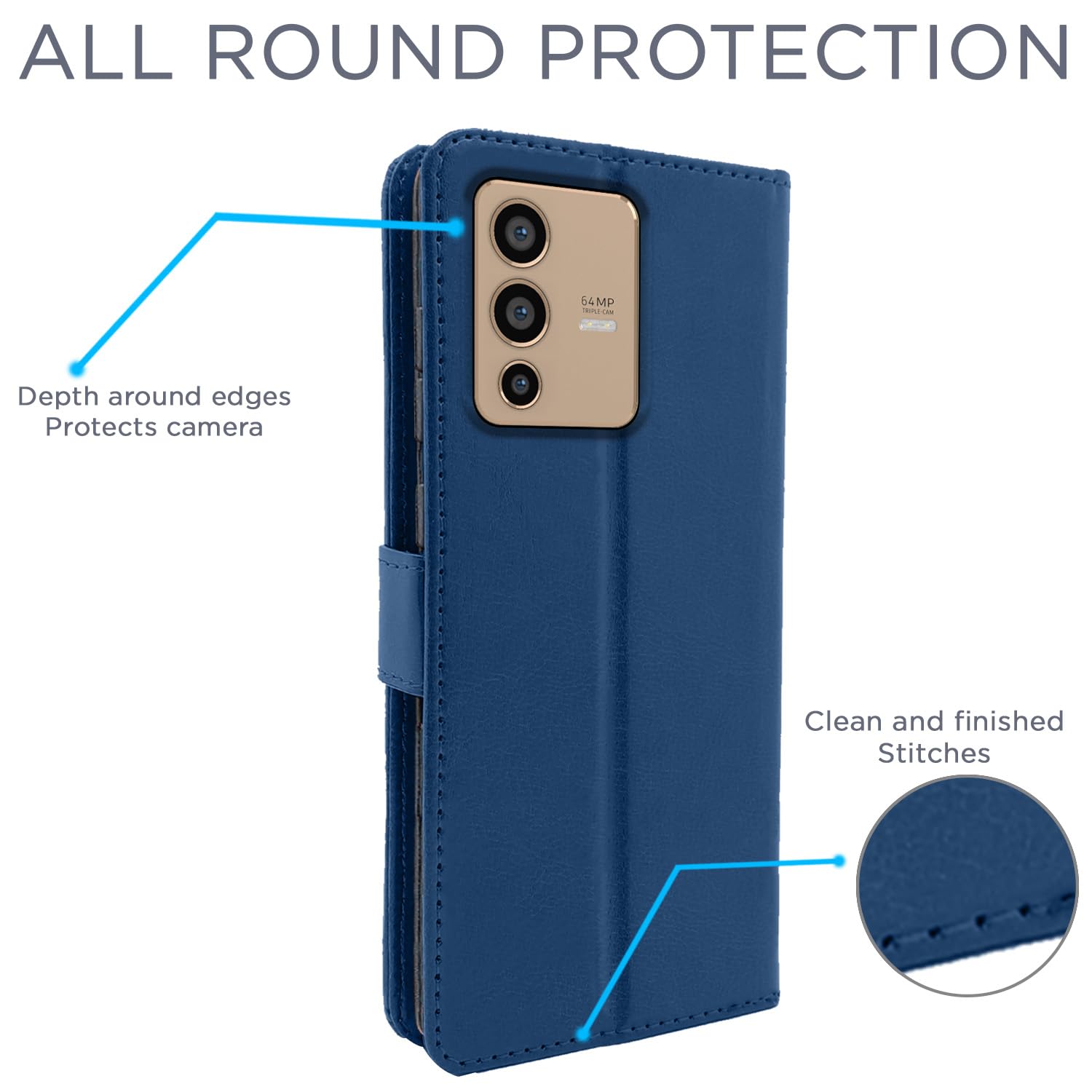 Pikkme Vivo V23 5G Wallet blue wallet flip cover – photo 4