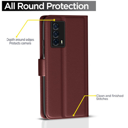 iQOO Z5 5G Wallet flip cover in brown by Pikkme – photo 4