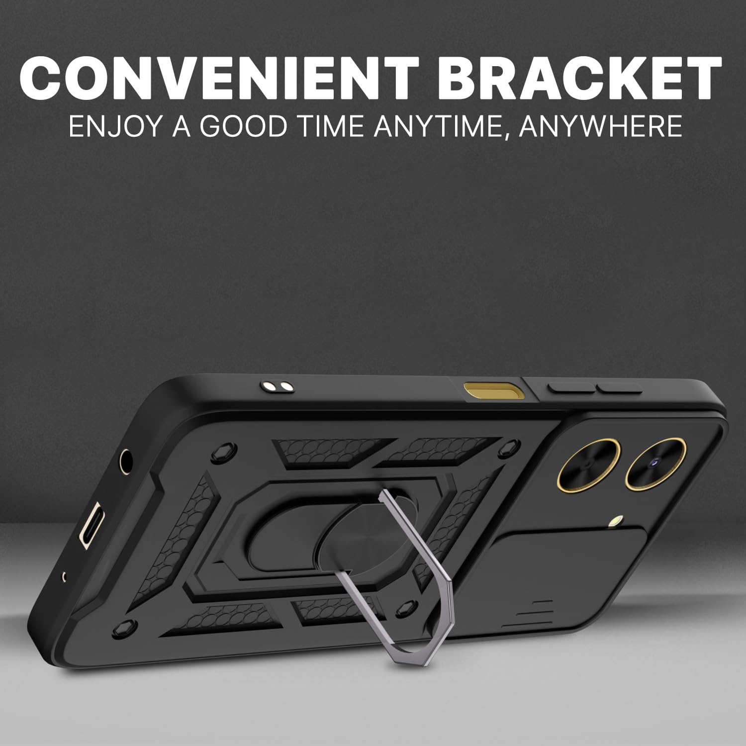 Pikkme Poco C71 D10 Tough Armor Back Cover (Black)