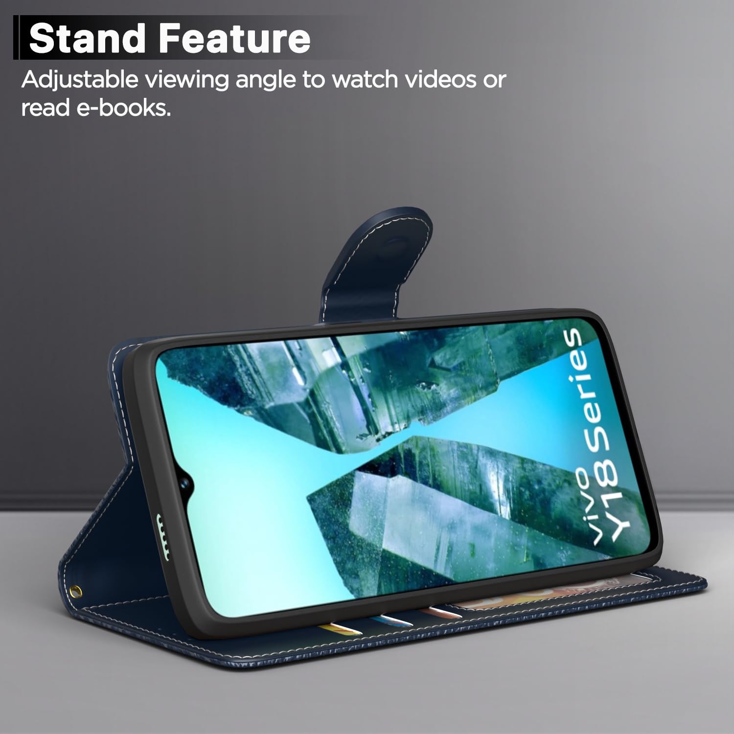 iQOO Z9 Lite 5G/Vivo T3 Lite 5G/Vivo Y18/Y18e/Y03 Wallet mobile flip cover in blue by Pikkme – photo 3