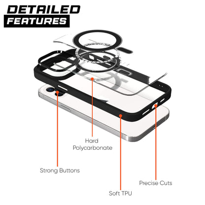 Pikkme iPhone 12/12 Pro Clear Mag-safe Transparent Back Cover (Black)