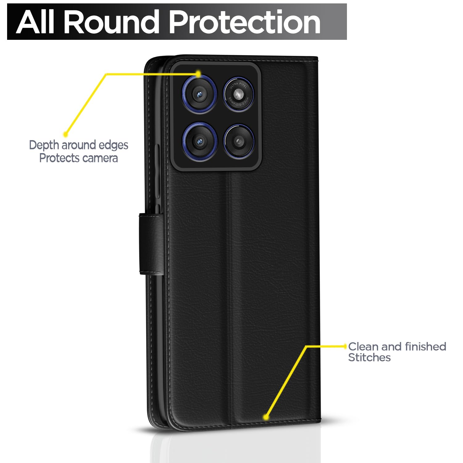 Pikkme Motorola Moto Edge 60 Stylus 5G Vintage Flip Cover (Black)
