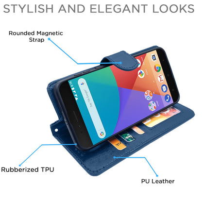 Pikkme Mi A1 Vintage Flip Cover (Blue)