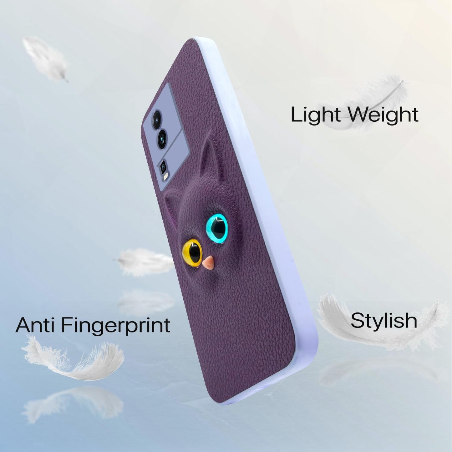 Pikkme iQOO Neo 7 Pro 5G Kitty Back Cover (Purple)