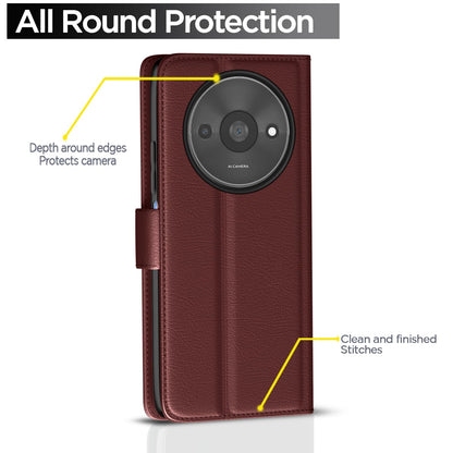 Pikkme Redmi A3 (2024) / Redmi A3x / Poco C61 Vintage Flip Cover (Brown)