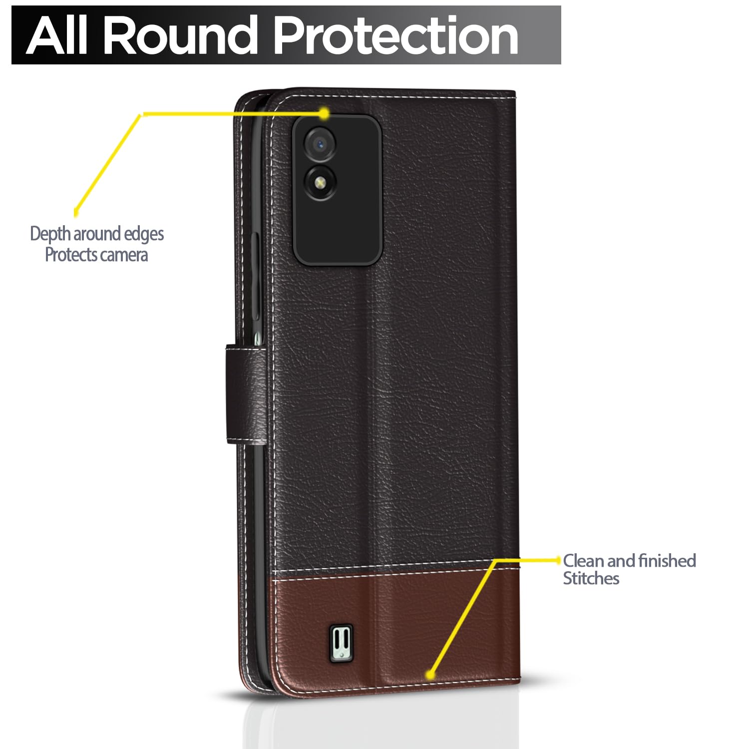 Pikkme Realme Narzo 50i Magnetic coffee & brown flip cover – photo 4
