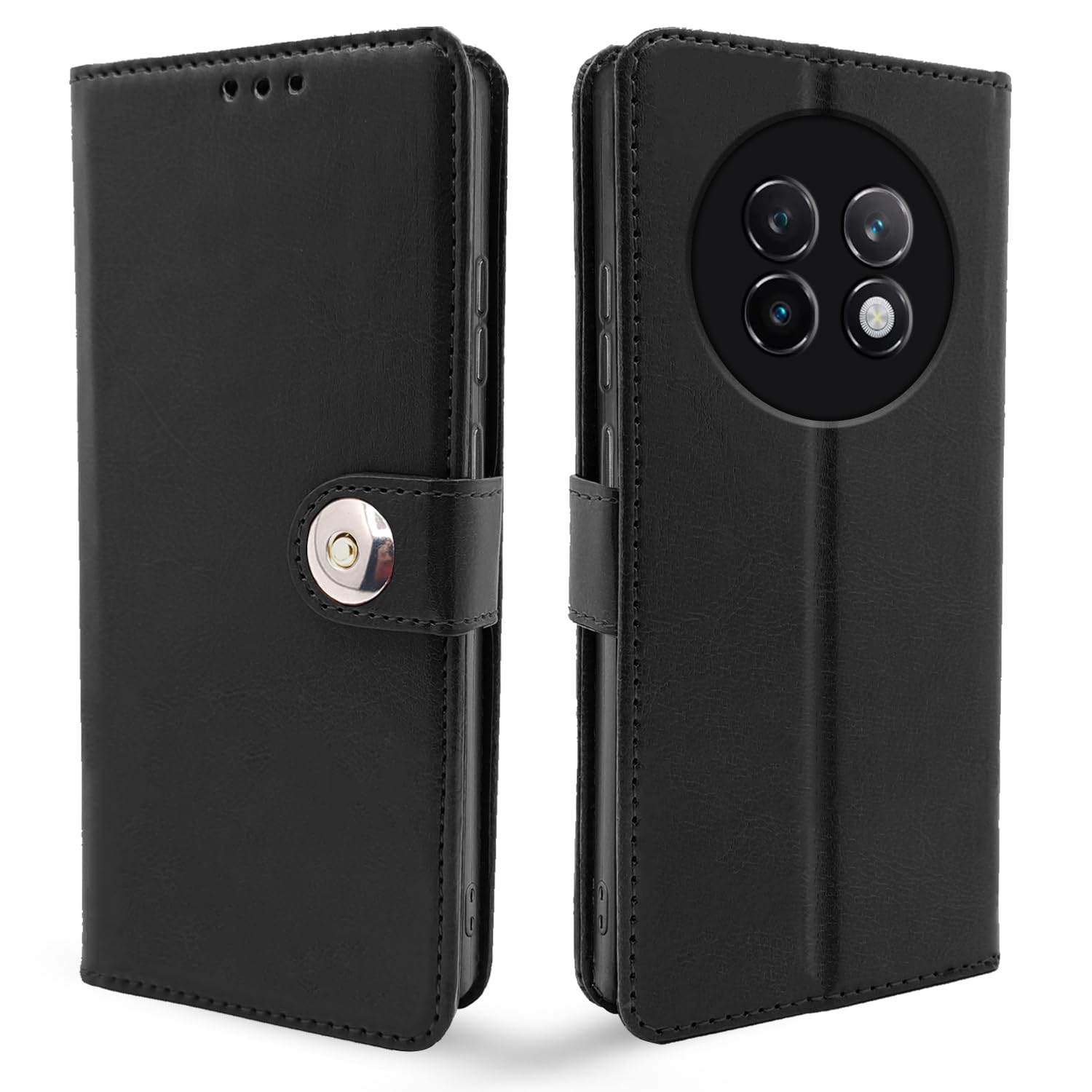 Pikkme black Button mobile flip cover for Realme 13 Plus 5G/P1