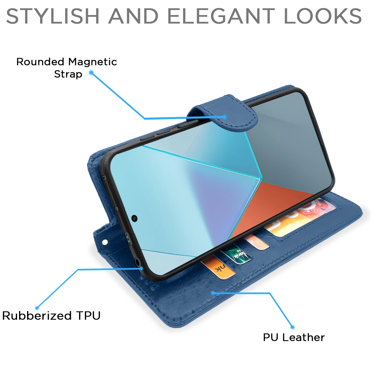 Pikkme Redmi Note 13 Pro 5G blue mobile flip cover – photo 3