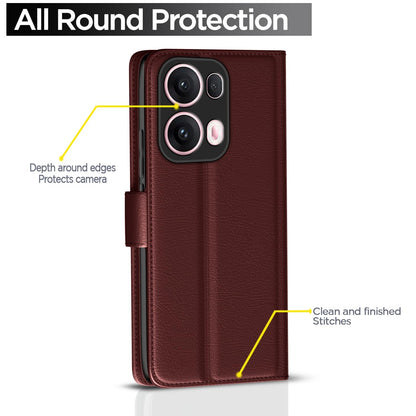 Pikkme brown wallet flip cover for Oppo Reno 13 Pro 5G – photo 4