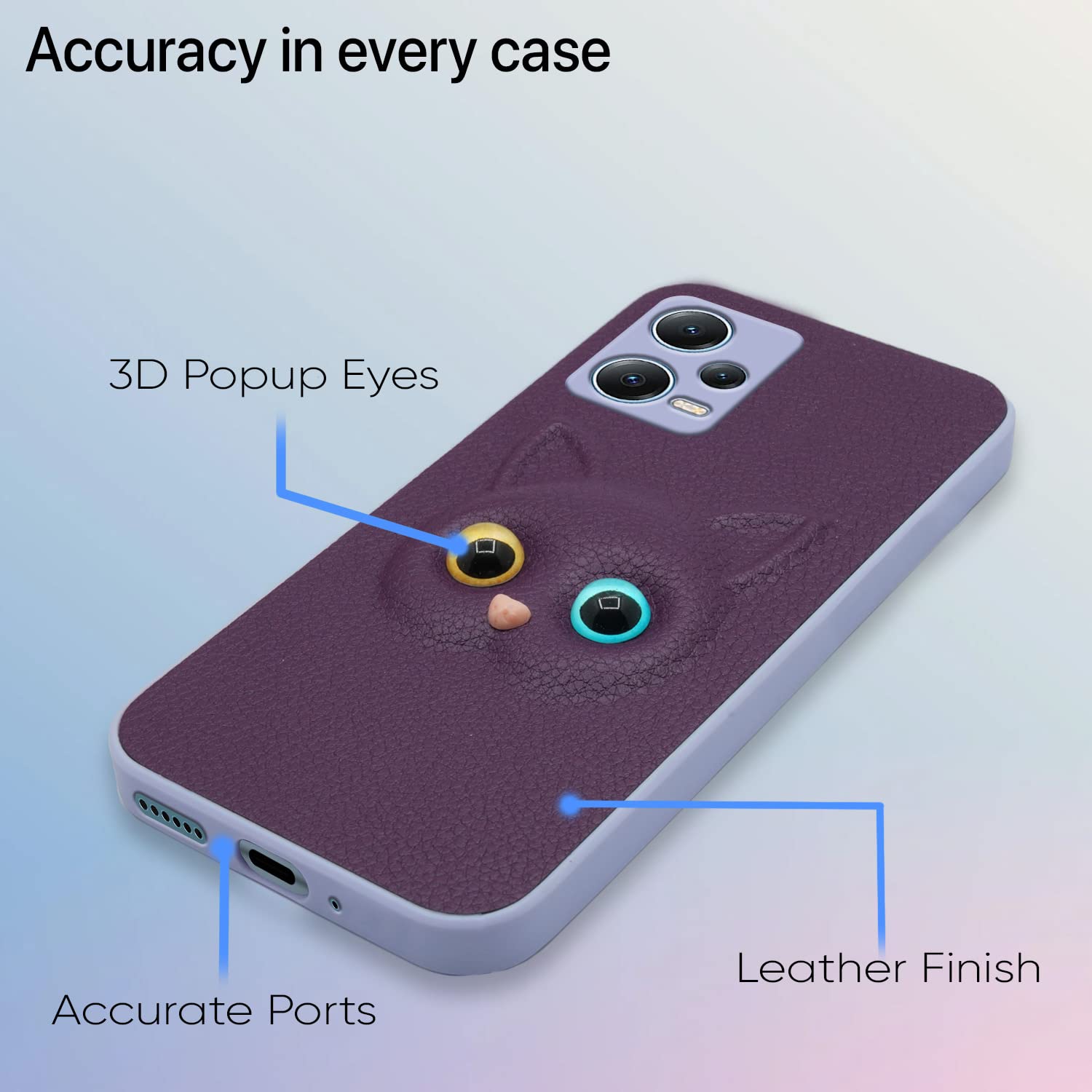 Pikkme Redmi Note 12 Pro 5G Kitty Back Cover (Purple)