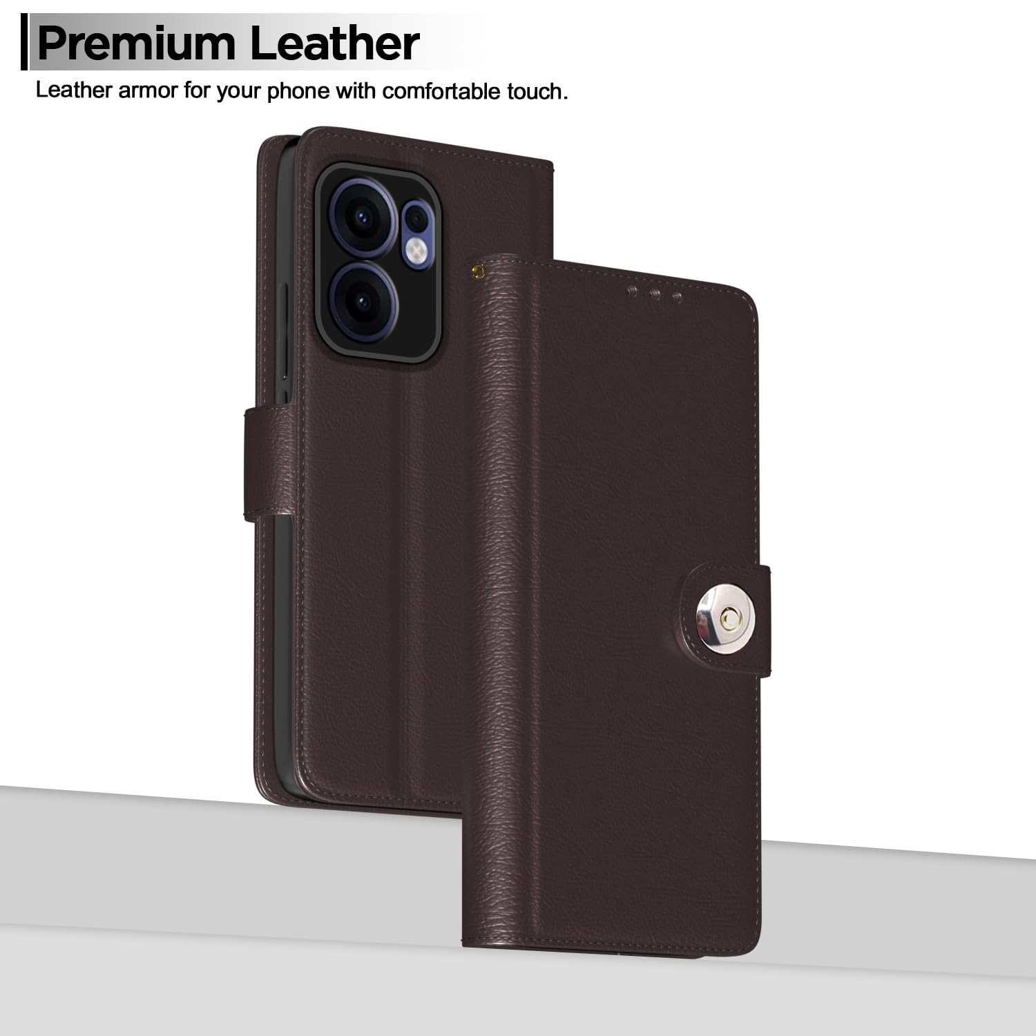 Oppo Reno 13F 5G wallet flip cover in coffee by Pikkme – photo 2