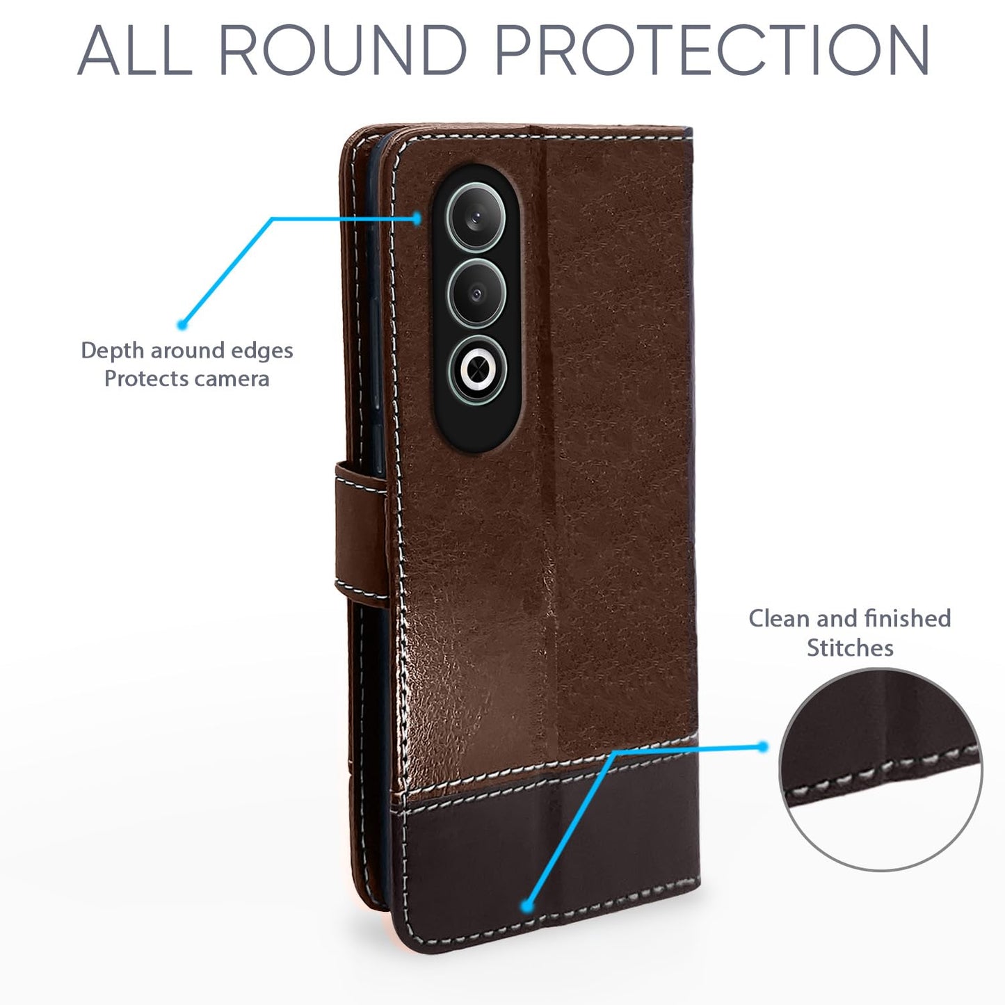 Pikkme OnePlus Nord Ce 4 5GContrast Flip Cover (Brown)