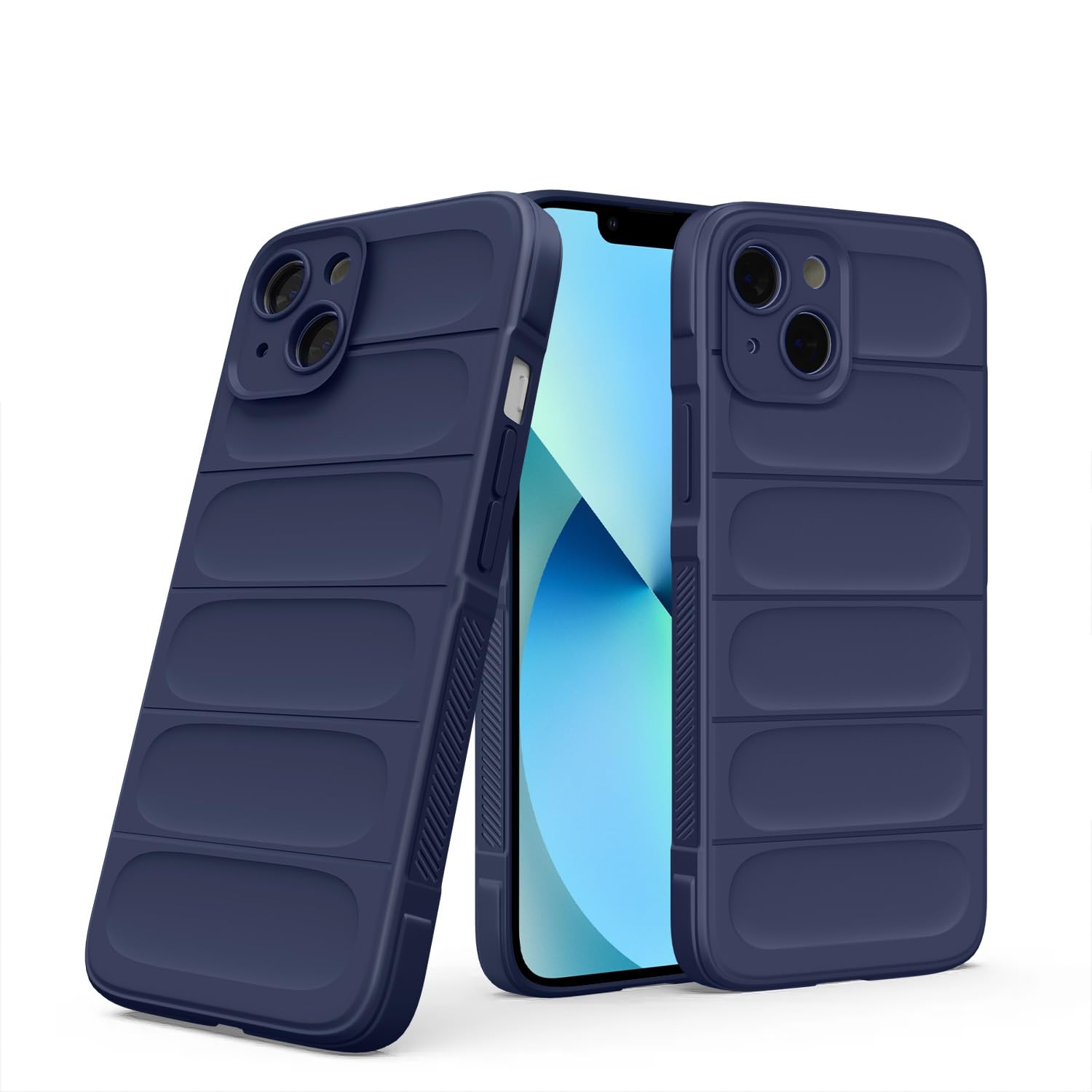 Pikkme iPhone 13 ZigZag Soft matte Liquid Silicone Back Cover (Blue)