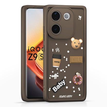 Pikkme Vivo T3 Pro 5G / iQOO Z9s Pro 5G  Cute Fun Cartoon 3D Bear Coffee Back Cover (Brown)