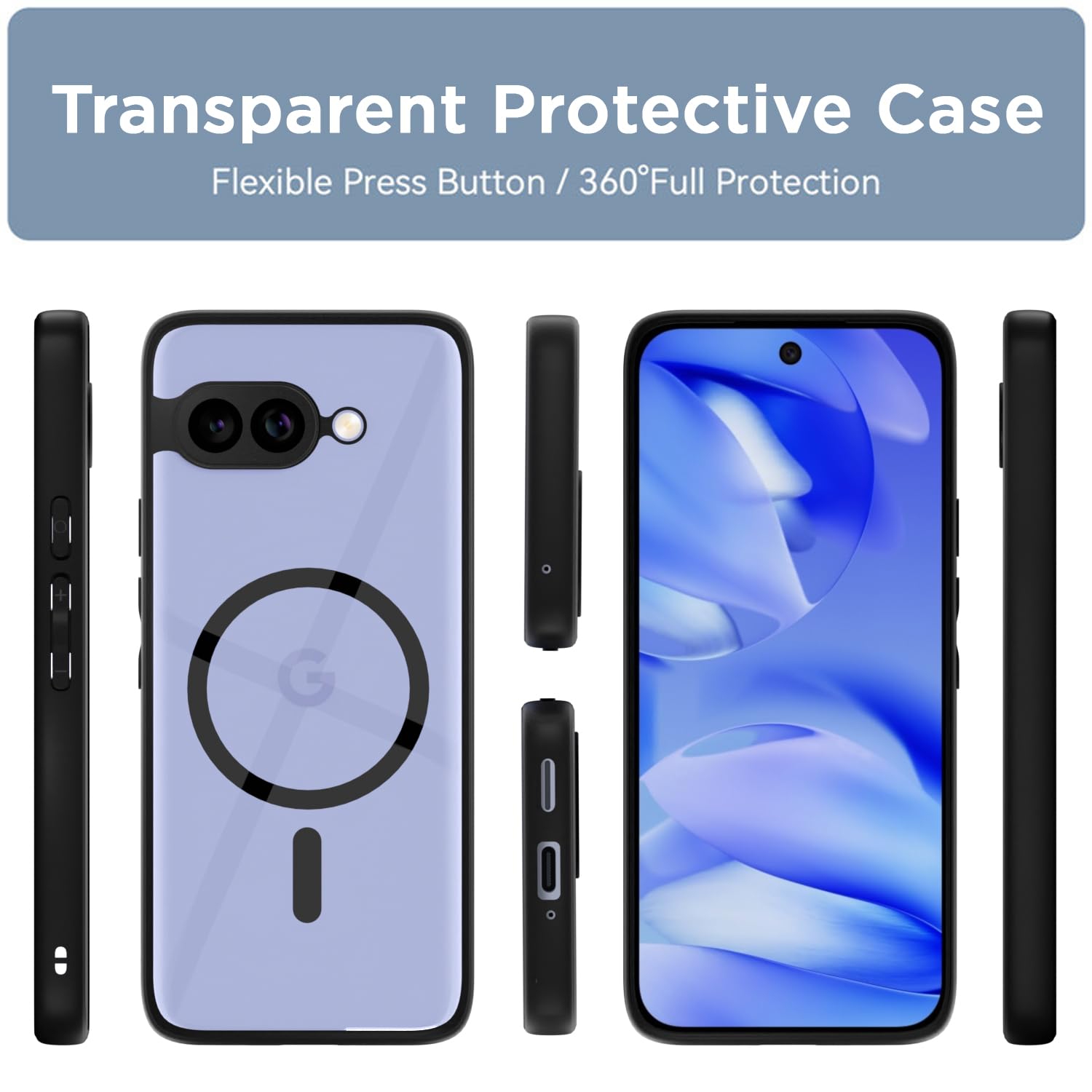 Pikkme Google Pixel 9A Eagle 2 Mag-Safe Shockproof Sleek Hybrid Armor Back Cover (Black)