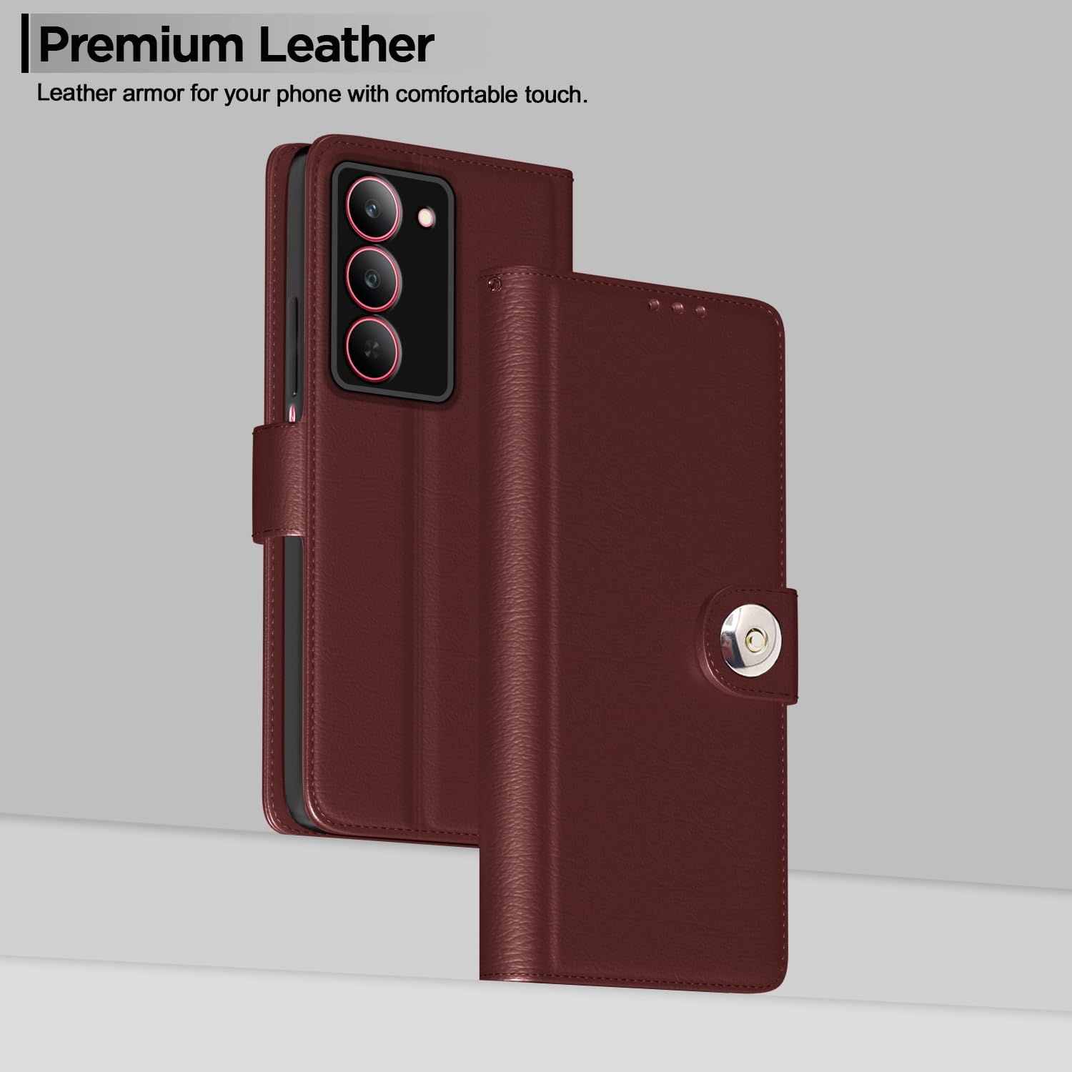 Pikkme brown mobile flip cover for Realme Narzo 80x/P3x/14X 5G – photo 2