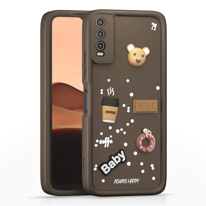  Vivo Y12s / Y20 / Y20i / Y20G  Cute Fun Cartoon 3D Bear Silicone Full Body Protection  cartoon Brown 