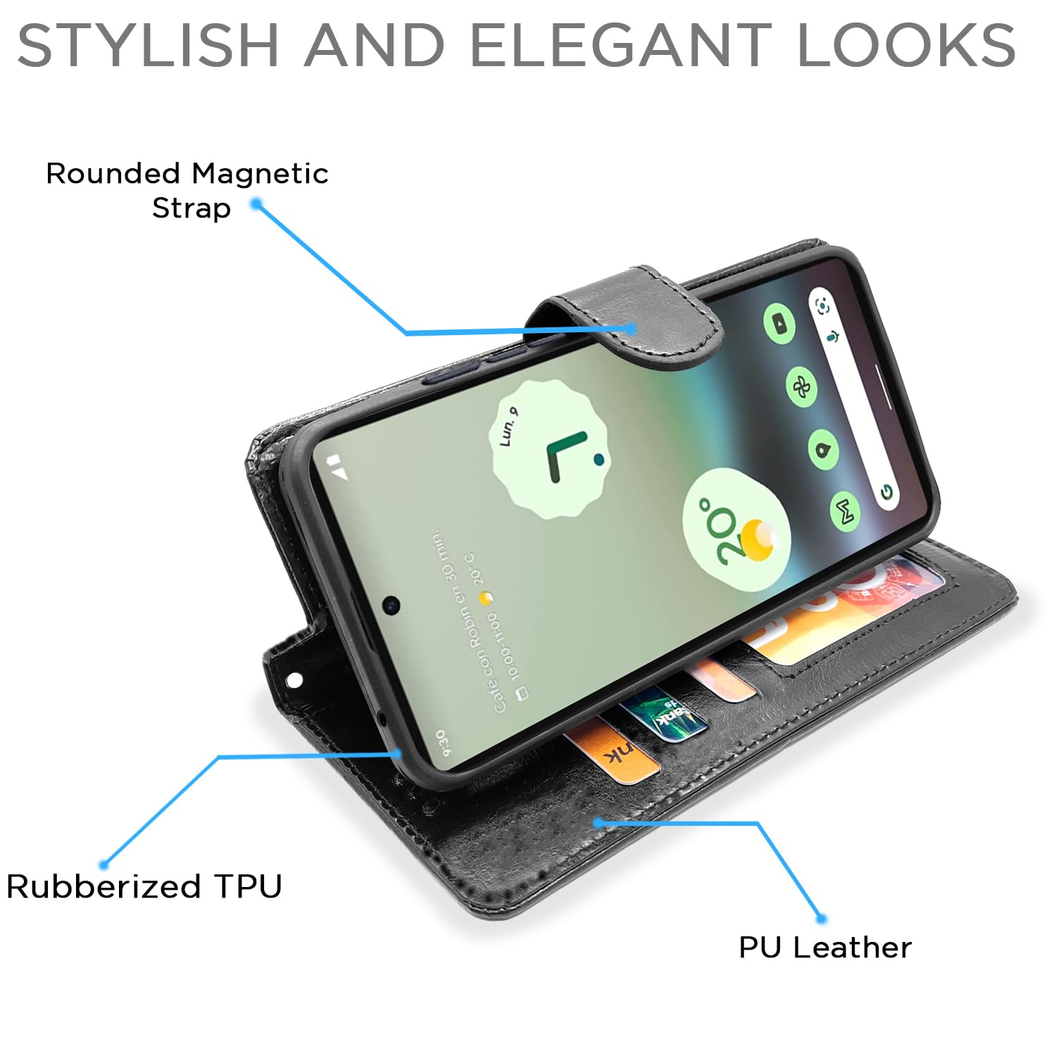 Pikkme black Wallet flip cover for Google Pixel 6a – photo 3