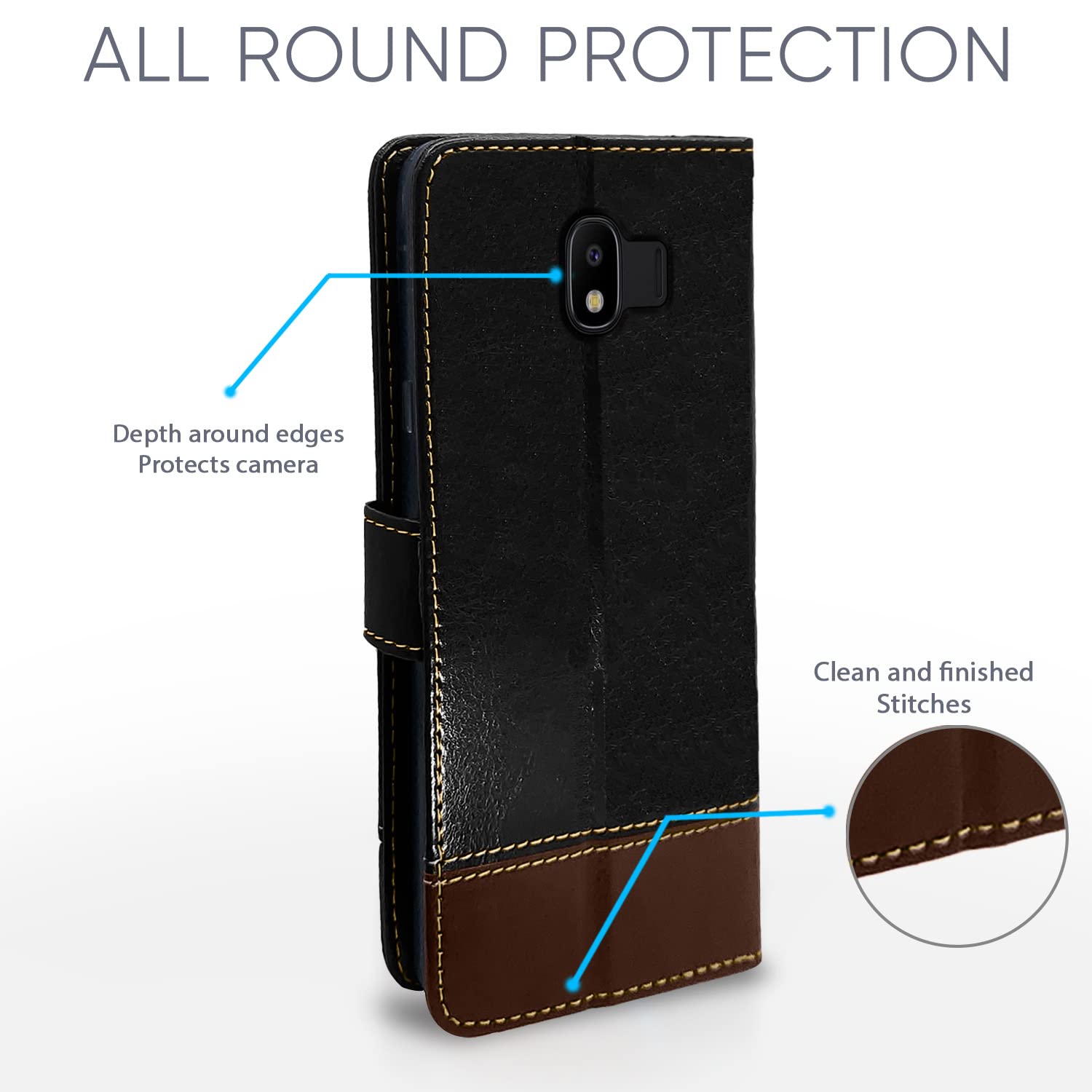 Pikkme black & brown flip case for Samsung J2 (2018) – photo 4