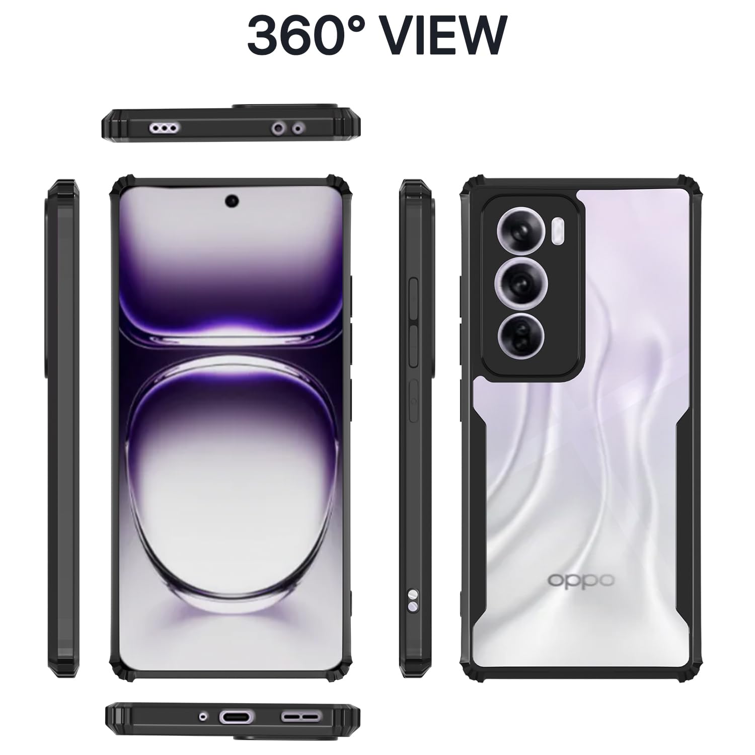 Black Clear mobile back cover for Oppo Reno 12 5G – Pikkme – photo 2