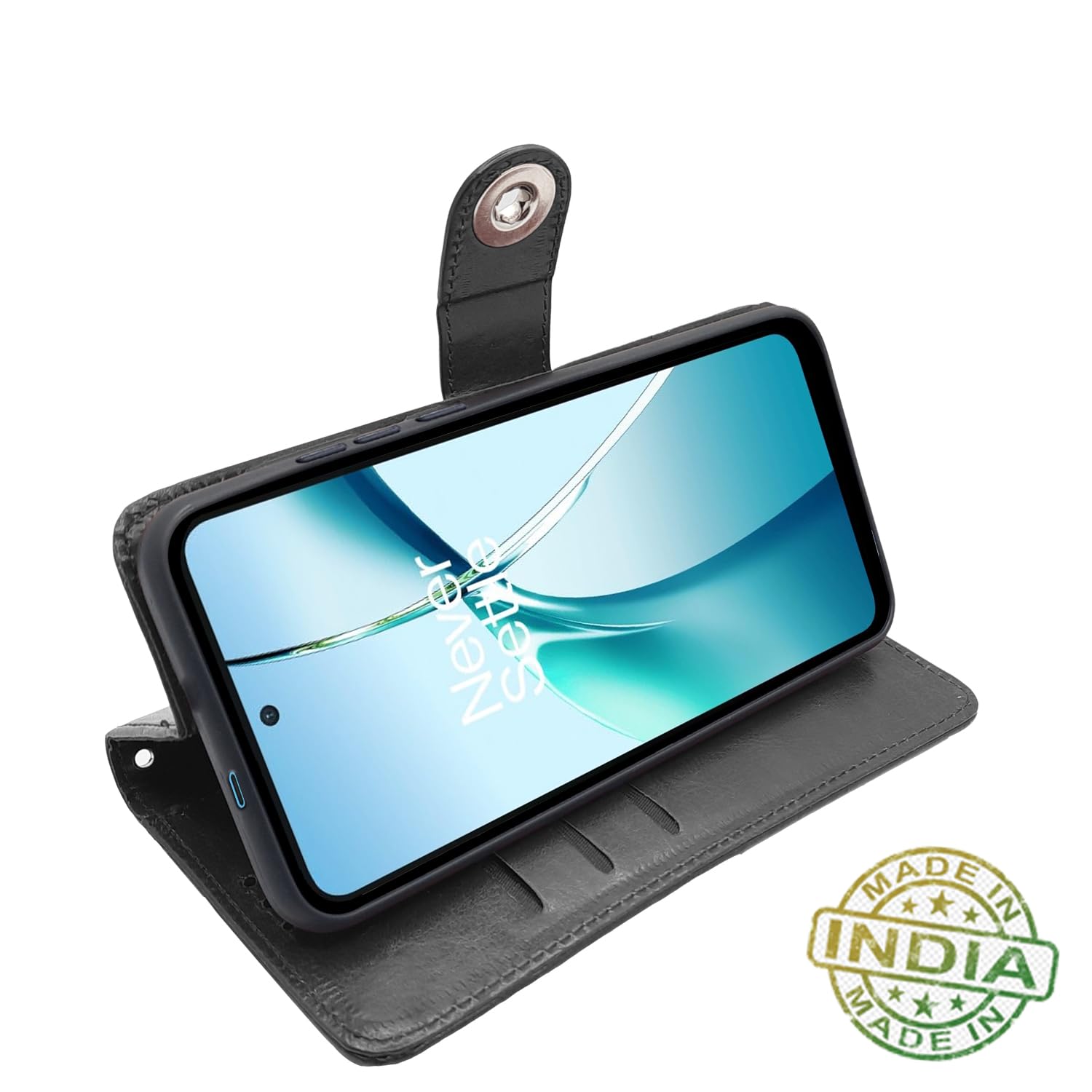 Pikkme black Button wallet flip cover for OnePlus Nord CE 4 Lite 5G – photo 5