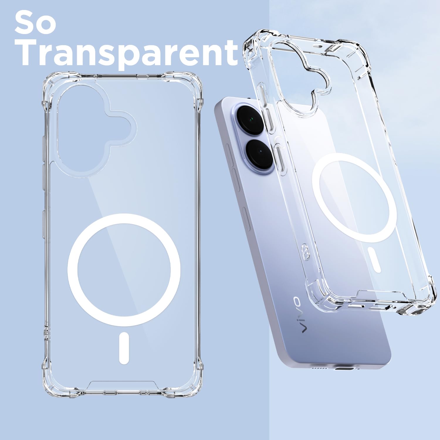 Pikkme transparent mag-safe MagSafe mobile cover for Vivo V60 Lite 5G – photo 2