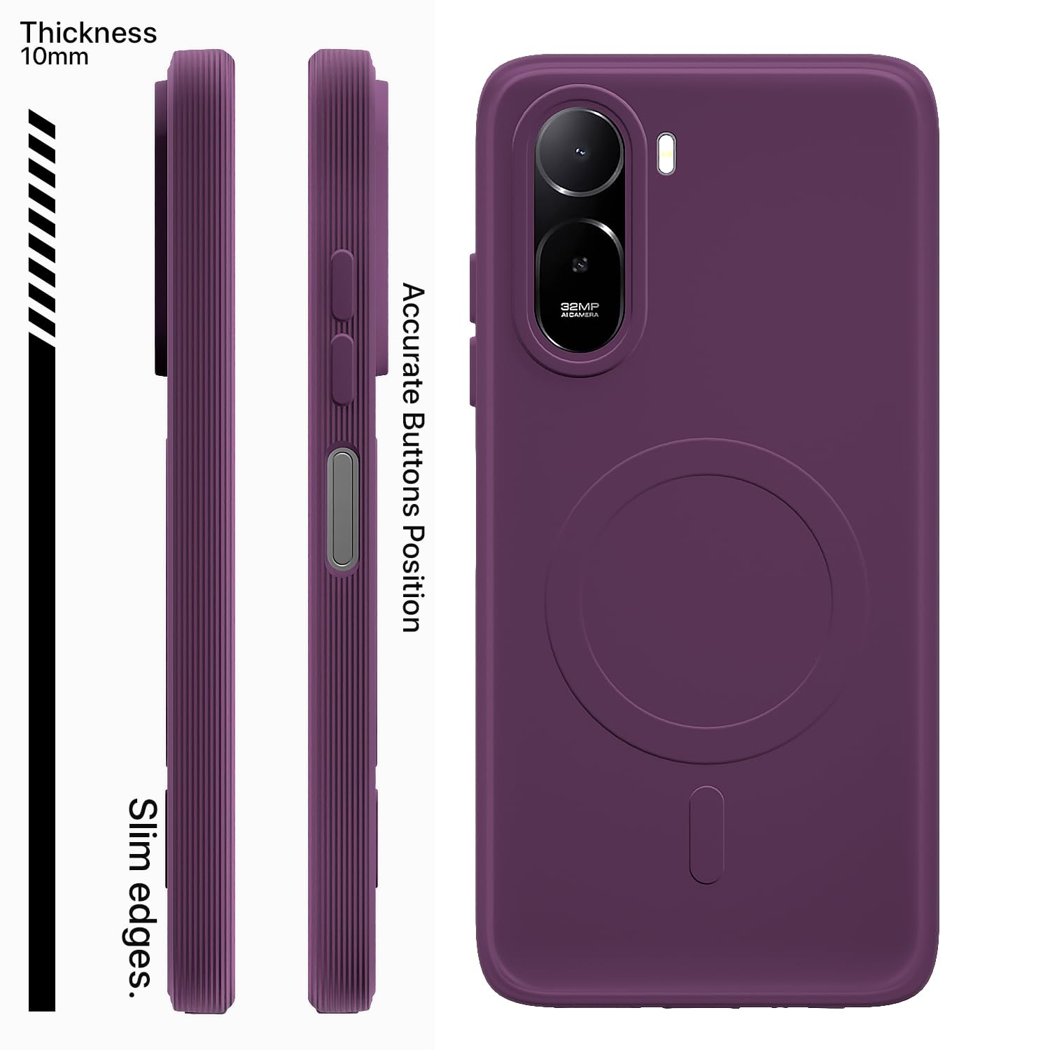 Purple MagSafe phone cover for Redmi A7 Pro/Poco C85x 5G – Pikkme – photo 3
