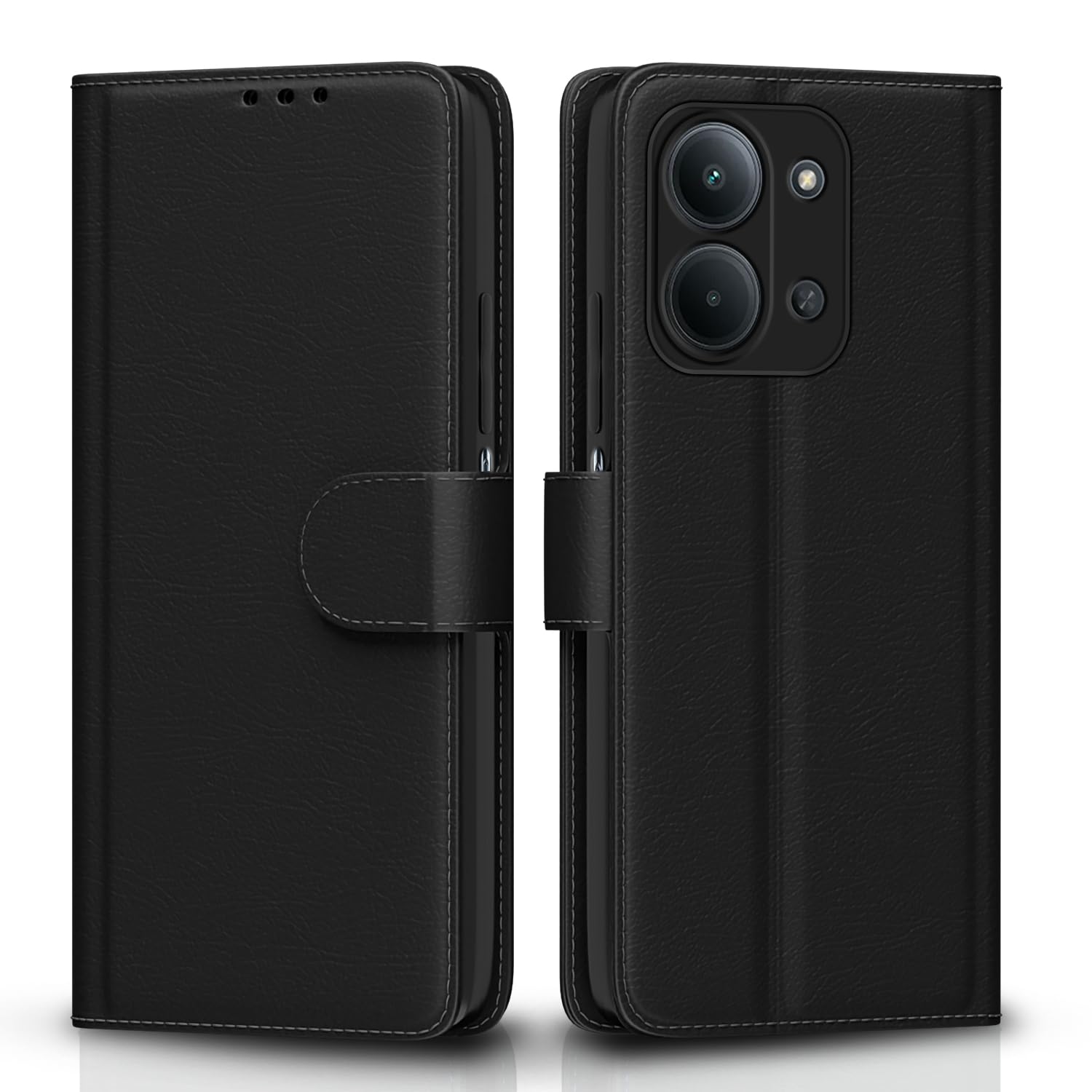 Pikkme black wallet flip cover for Redmi 15C 5G