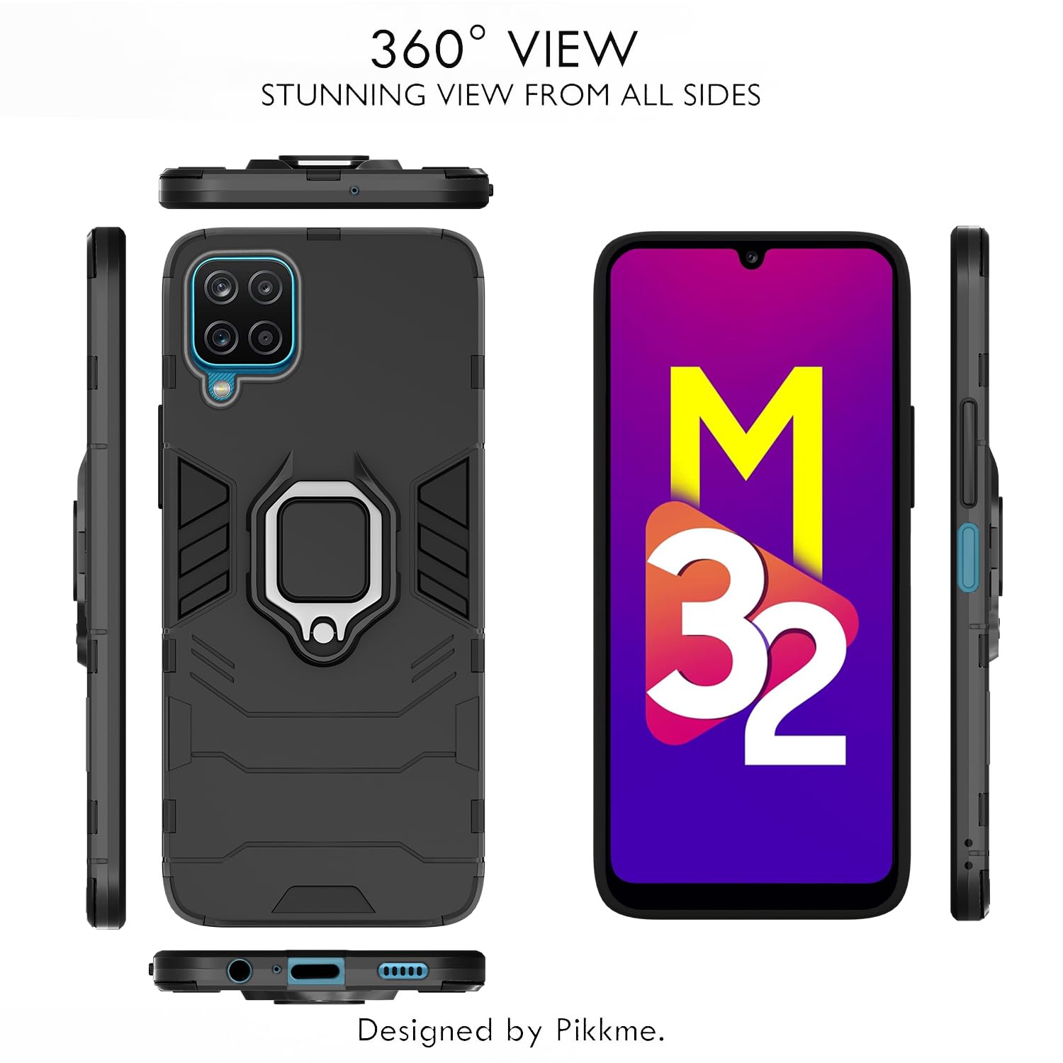 Pikkme Samsung Galaxy M32 4G / M32 Prime D5 Tough Armor Back Cover | Black