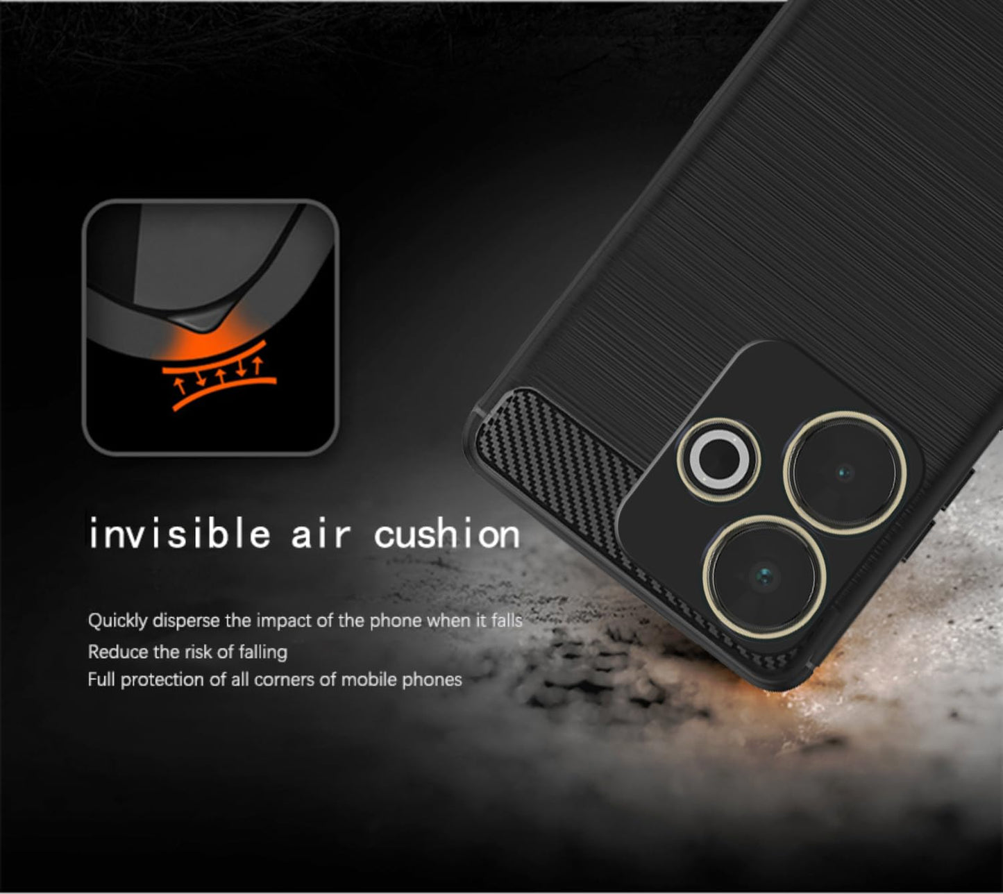 Pikkme  Redmi 13 5G Hybrid Carbon Fibre Back Cover (Black)