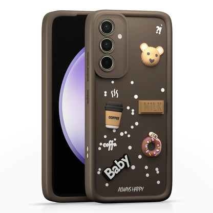 Pikkme Samsung Galaxy A55 5G Cute Fun Cartoon 3D Bear Coffee Back Cover (Brown)