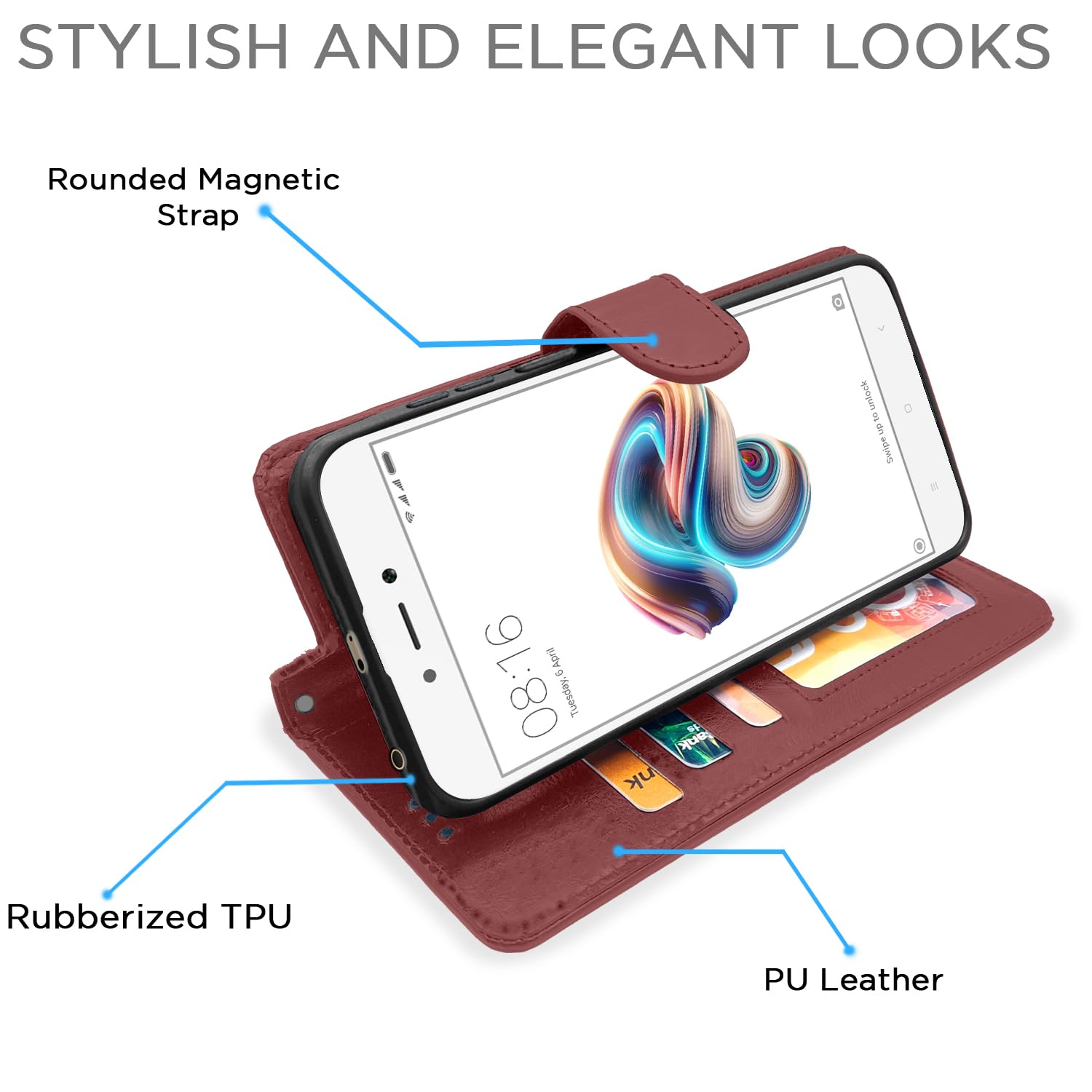Pikkme Redmi 5A Vintage Flip Cover (Brown)