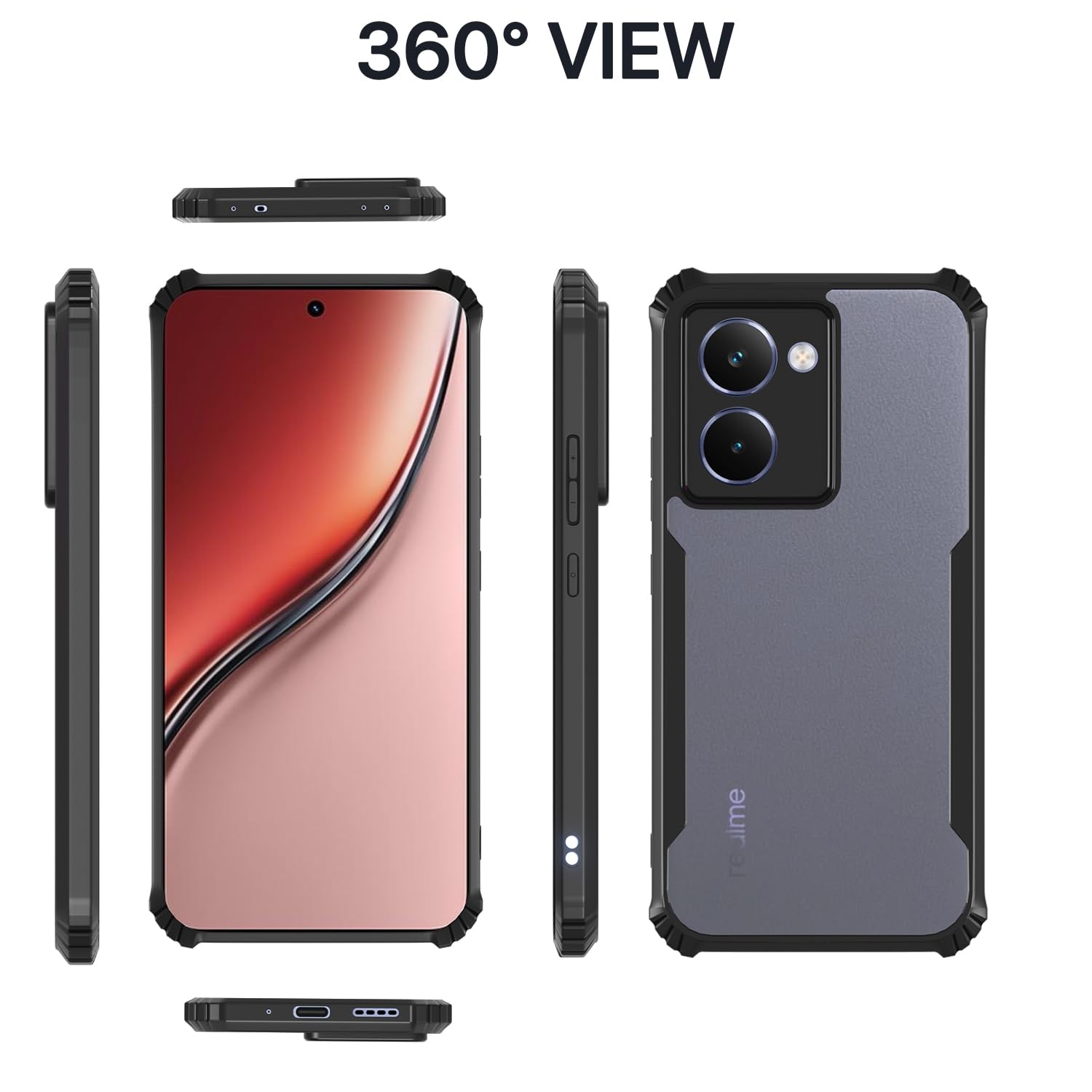 Pikkme Realme P3 Ultra 5G Eagle Crystal Clear Transparent Back Cover (Black)