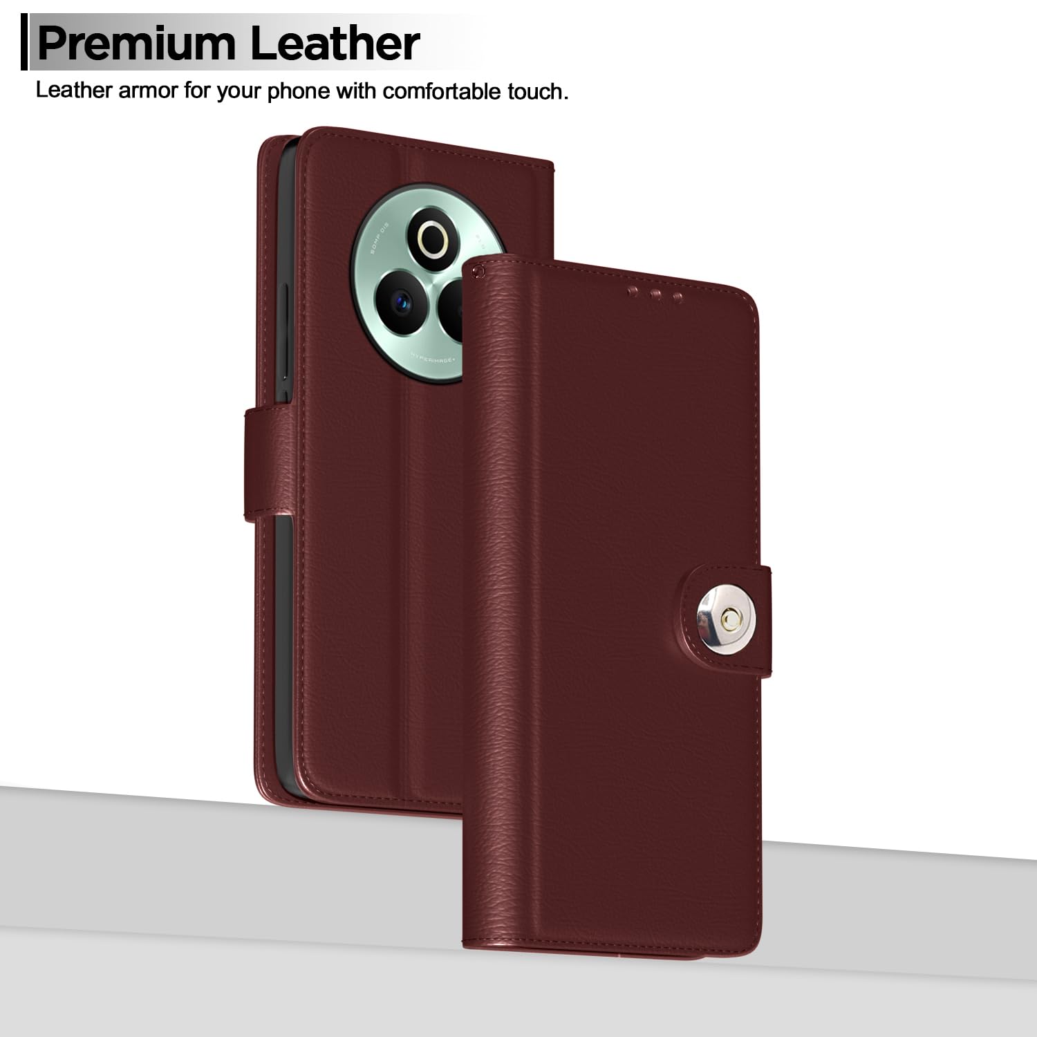 Realme P3 Pro 5G Button mobile flip cover in brown by Pikkme – photo 2