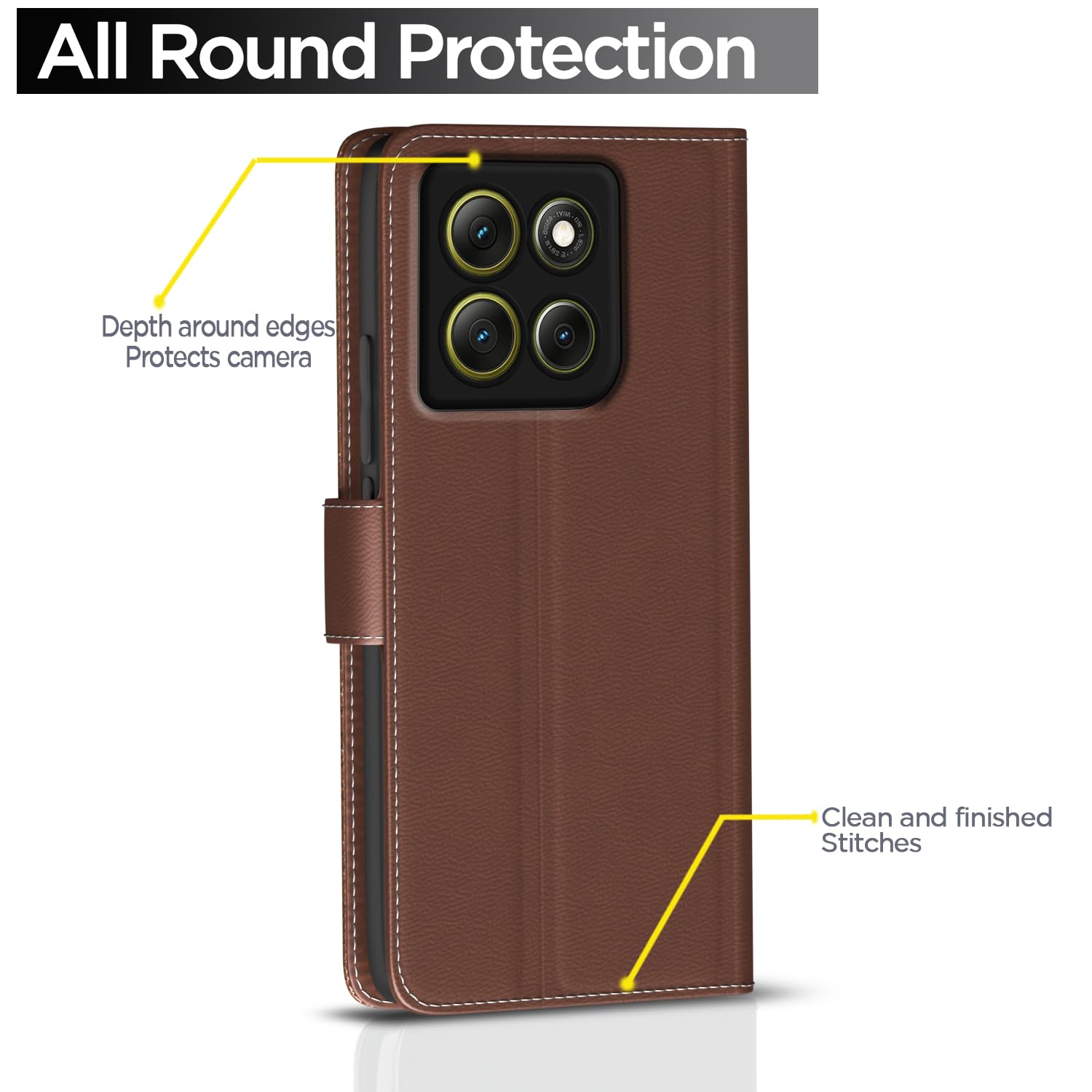Pikkme tan Wallet mobile flip cover for Moto G86 Power 5G – photo 4