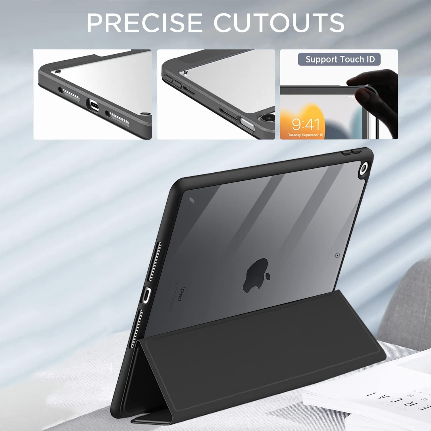 Black Smart Trifold mobile flip cover for iPad – Pikkme – photo 3