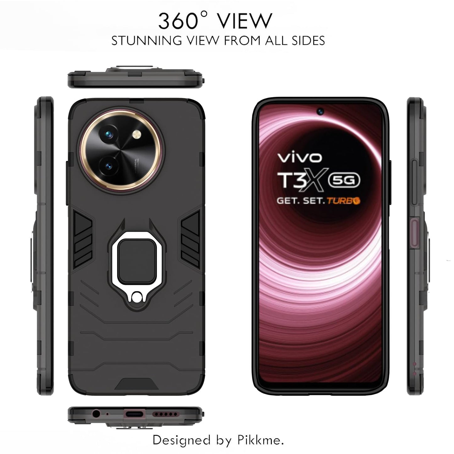 Pikkme Vivo Y200i 5G D5 Tough Armor Back Cover (Black)