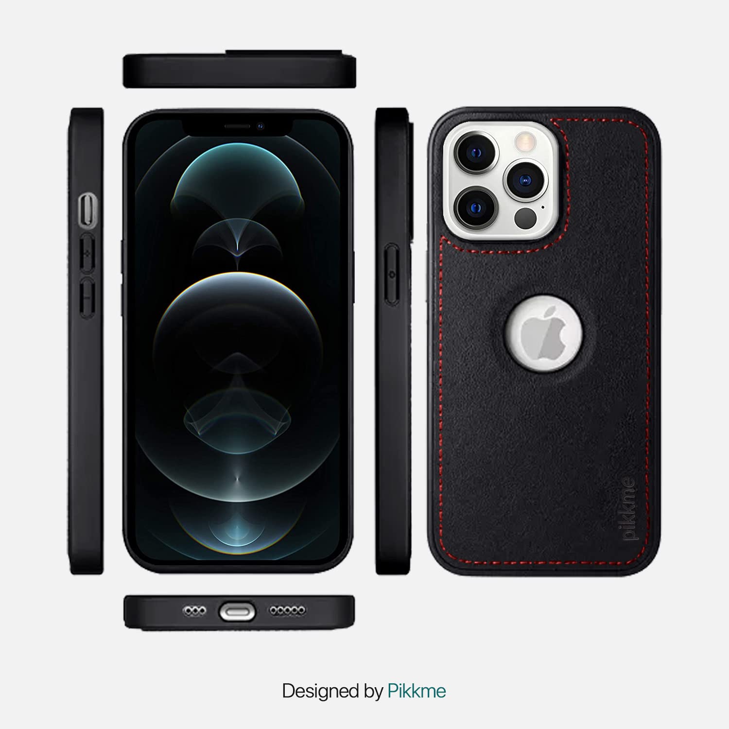 Pikkme iPhone 12 Pro Luxe Series | Velvet Cloth Inside PU Leather Back Case (Black)