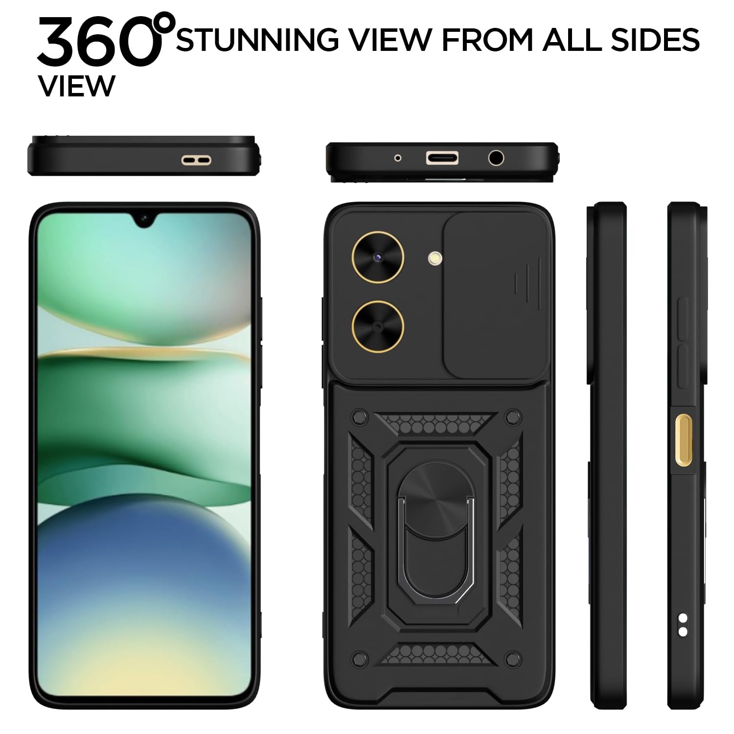 Pikkme Poco C71 D10 Tough Armor Back Cover (Black)