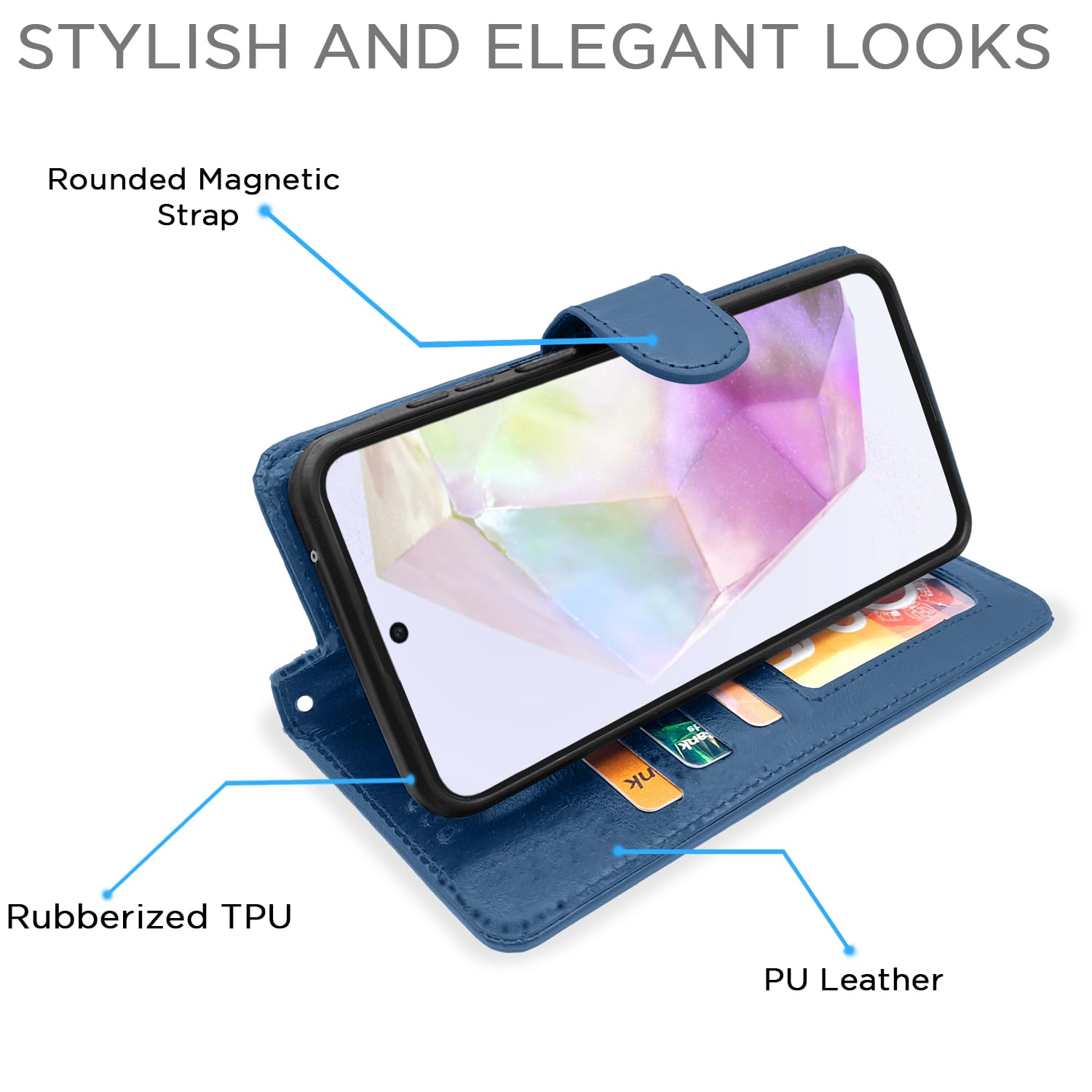 Pikkme Samsung A35 5G blue mobile flip cover – photo 3