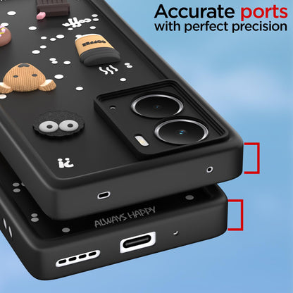 Pikkme Realme P3 5G Cute Fun Cartoon 3D Bear Coffee Back Cover (Black)